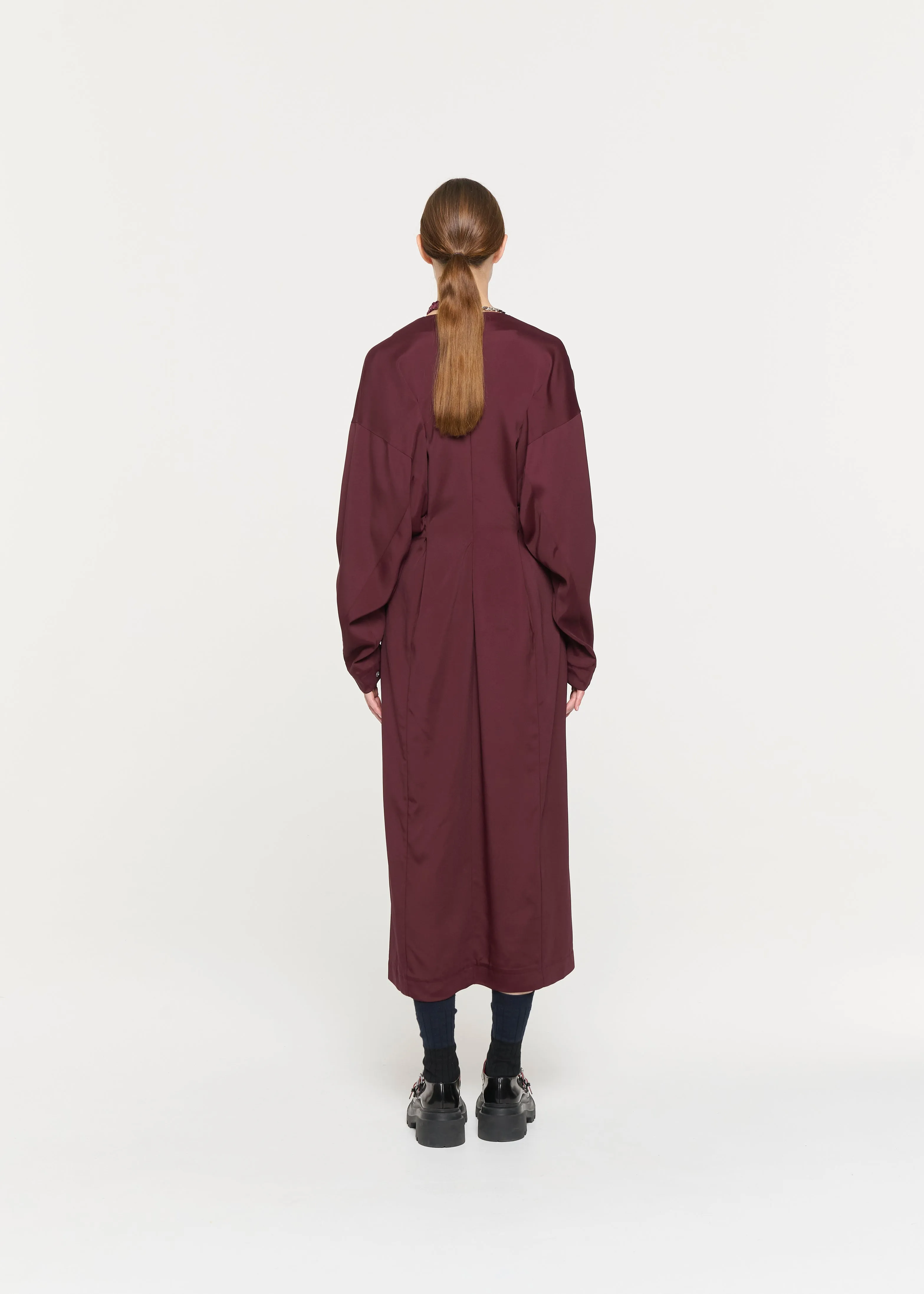 V-NECK DARK BURGUNDY DRESS sold by Plan C product image thumbnail 5