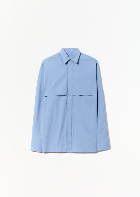 PLACID BLUE POPELINE STRETCH SHIRT sold by Plan C