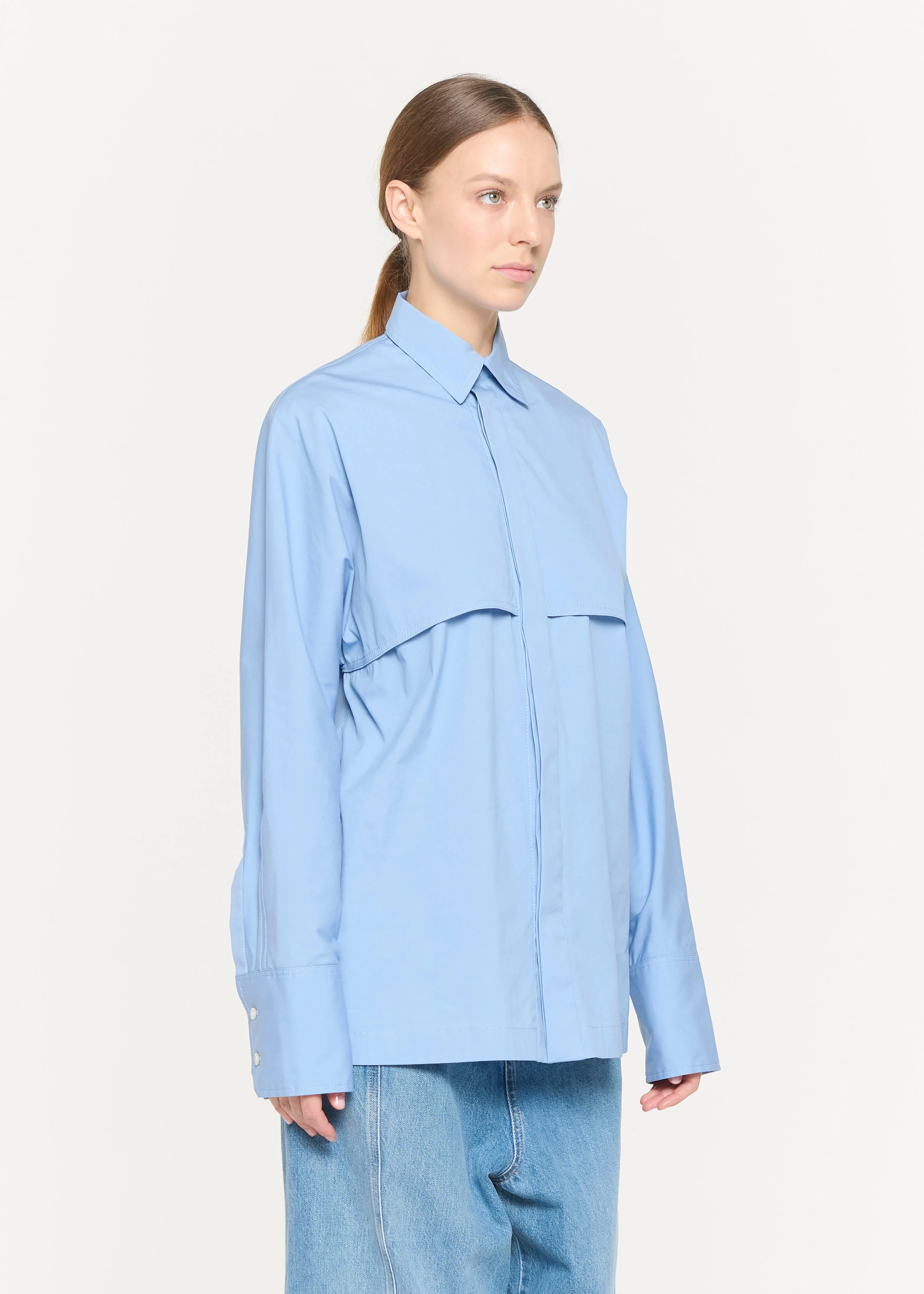 PLACID BLUE POPELINE STRETCH SHIRT sold by Plan C product image thumbnail 4