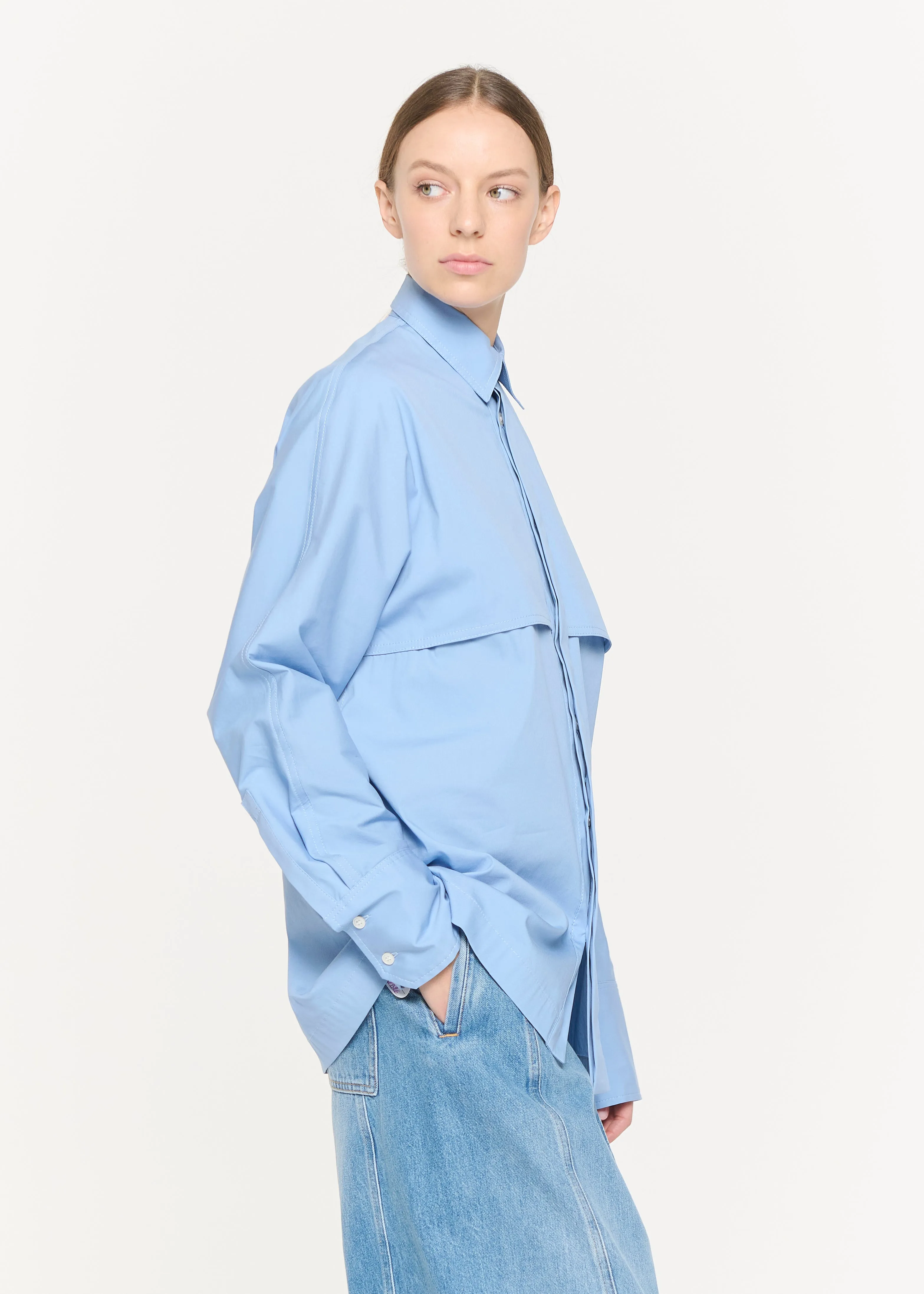 PLACID BLUE POPELINE STRETCH SHIRT sold by Plan C product image thumbnail 5