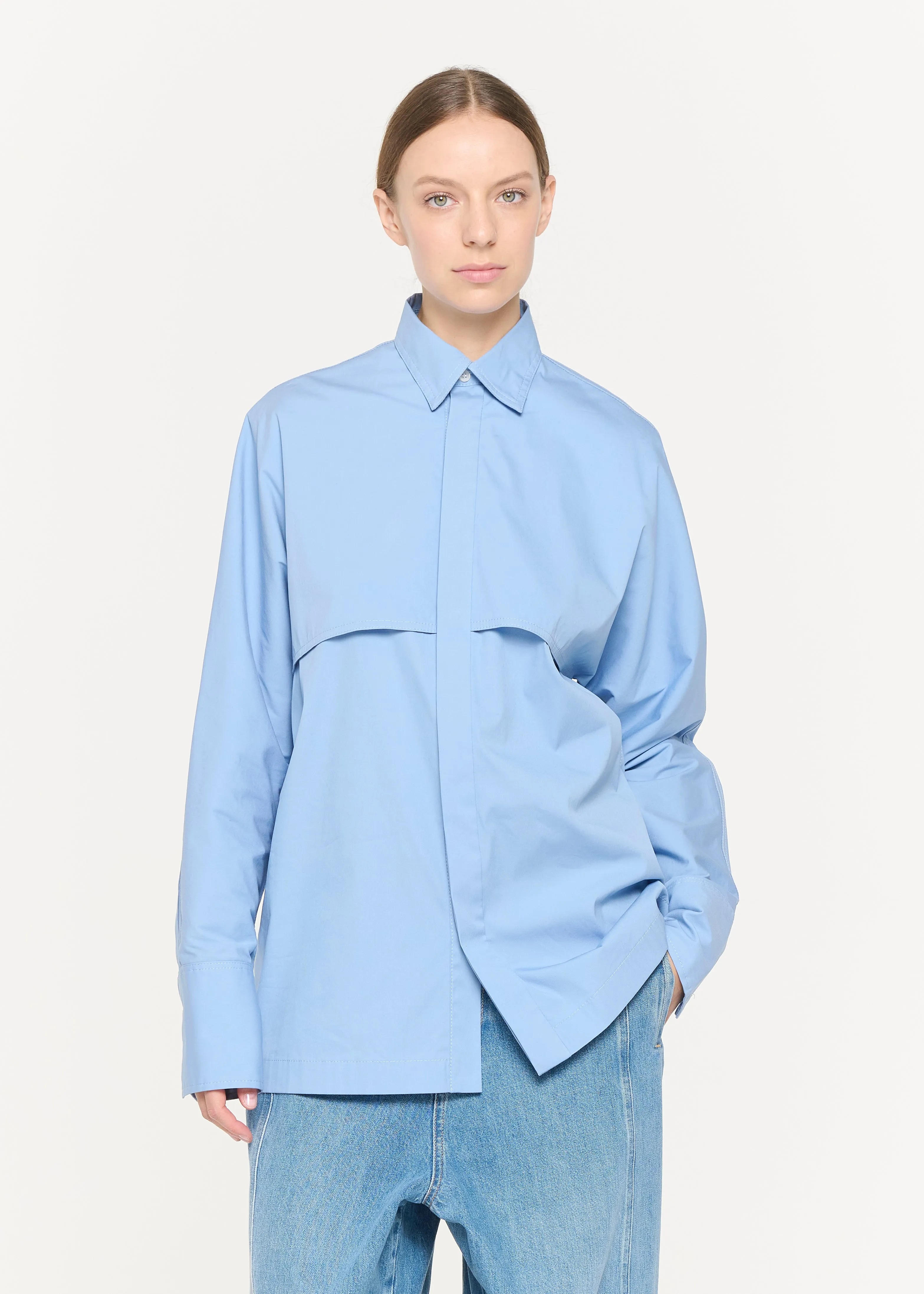 PLACID BLUE POPELINE STRETCH SHIRT sold by Plan C product image thumbnail 3