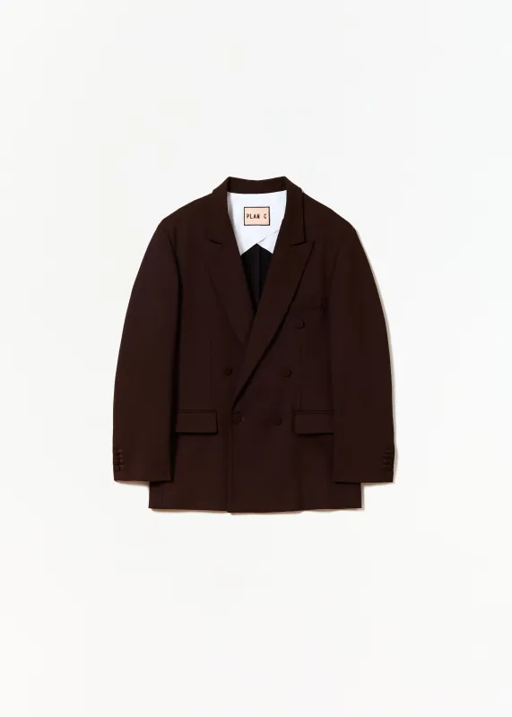 BROWN MELANGE DOUBLE-BREASTED BLAZER made by Plan C