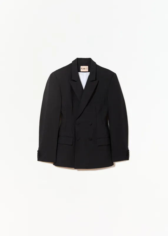 ANTHRACITE MELANGE DOUBLE BREASTED BLAZER made by Plan C