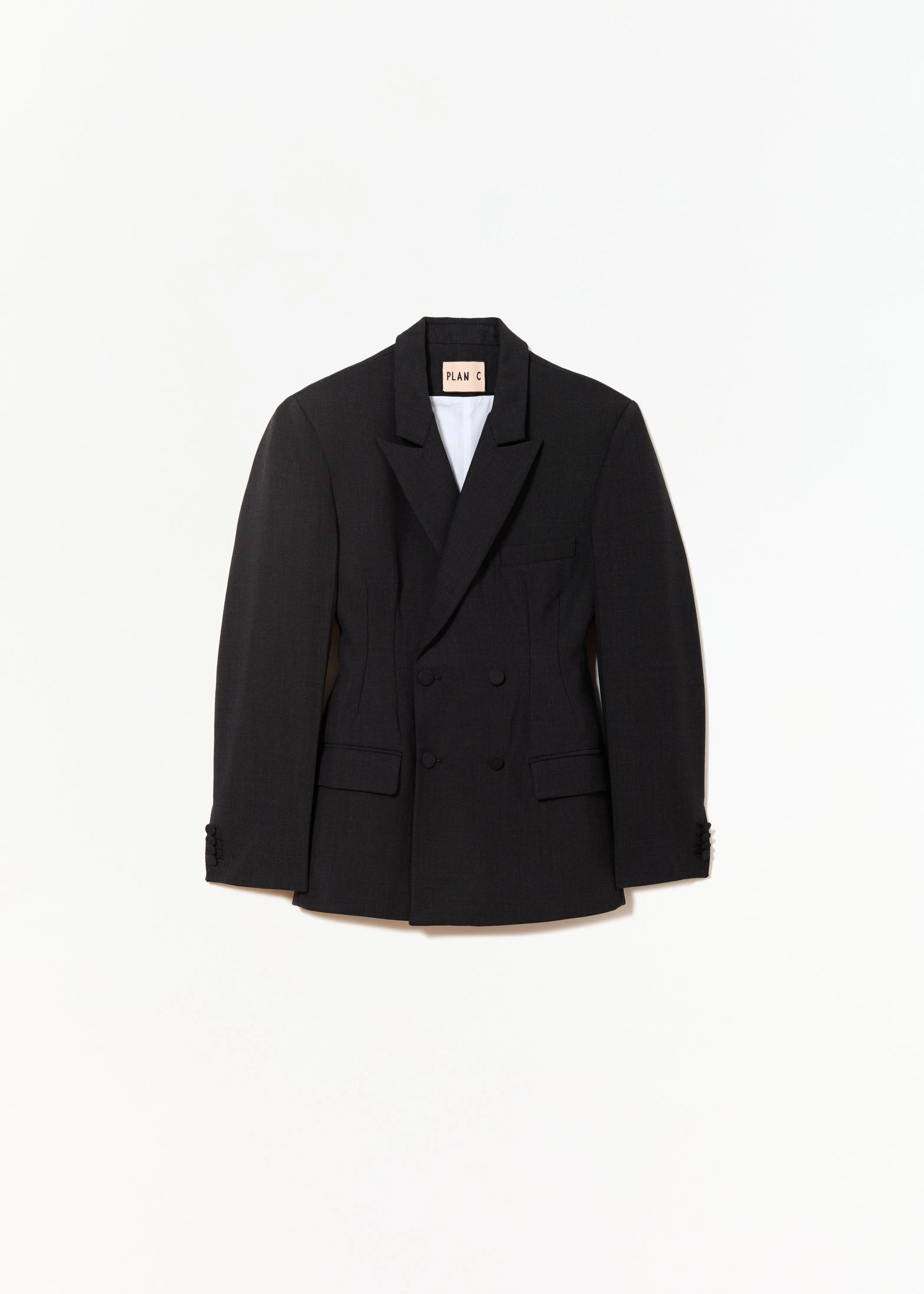 ANTHRACITE MELANGE DOUBLE BREASTED BLAZER sold by Plan C