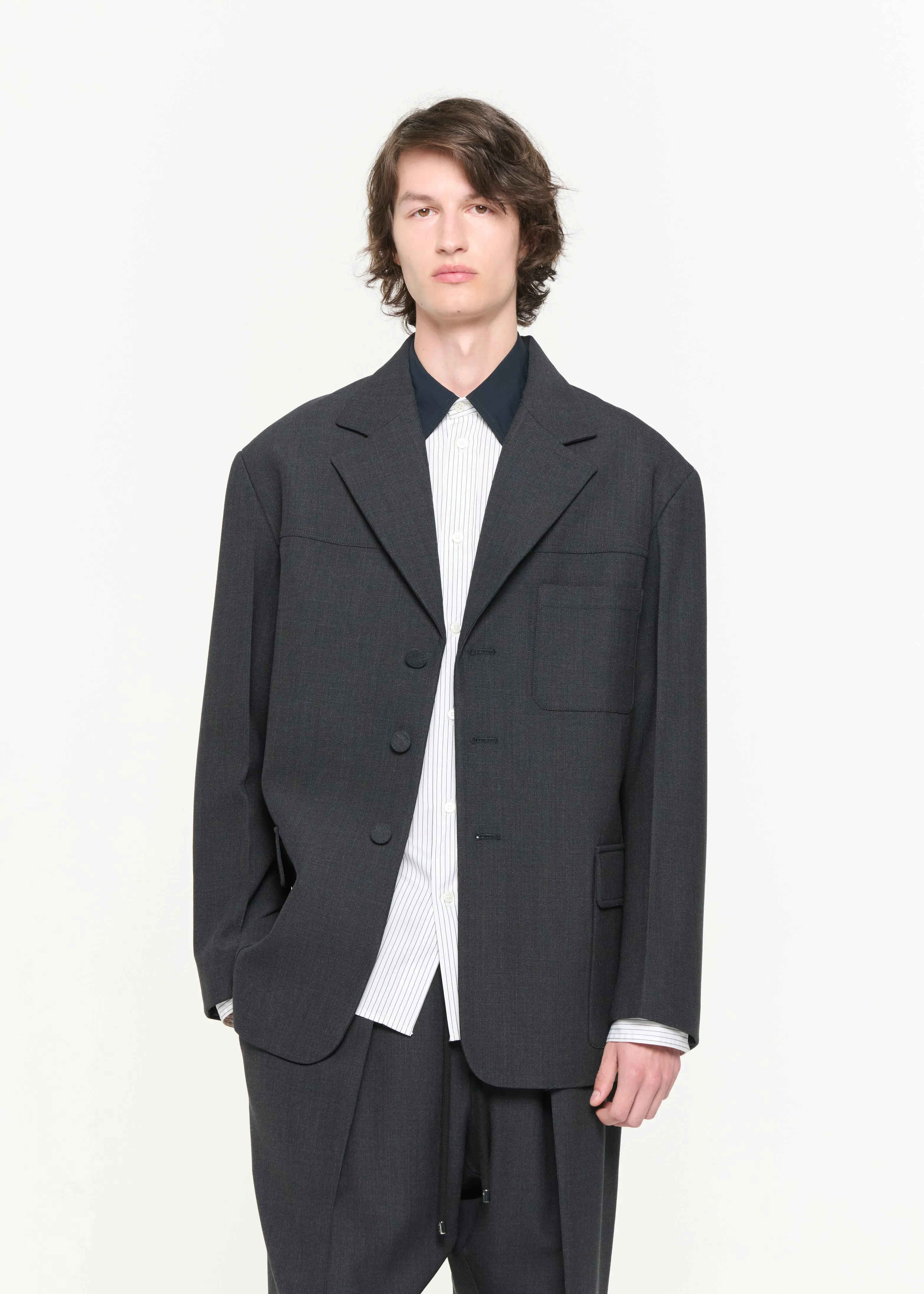 ANTHRACITE MELANGE SINGLE-BREASTED JACKET sold by Plan C product image thumbnail 2