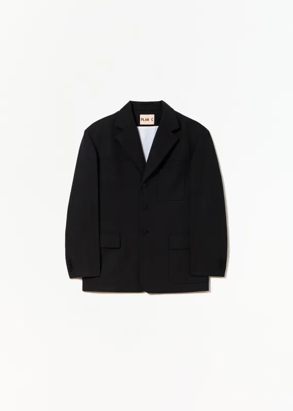 ANTHRACITE MELANGE SINGLE-BREASTED JACKET sold by Plan C