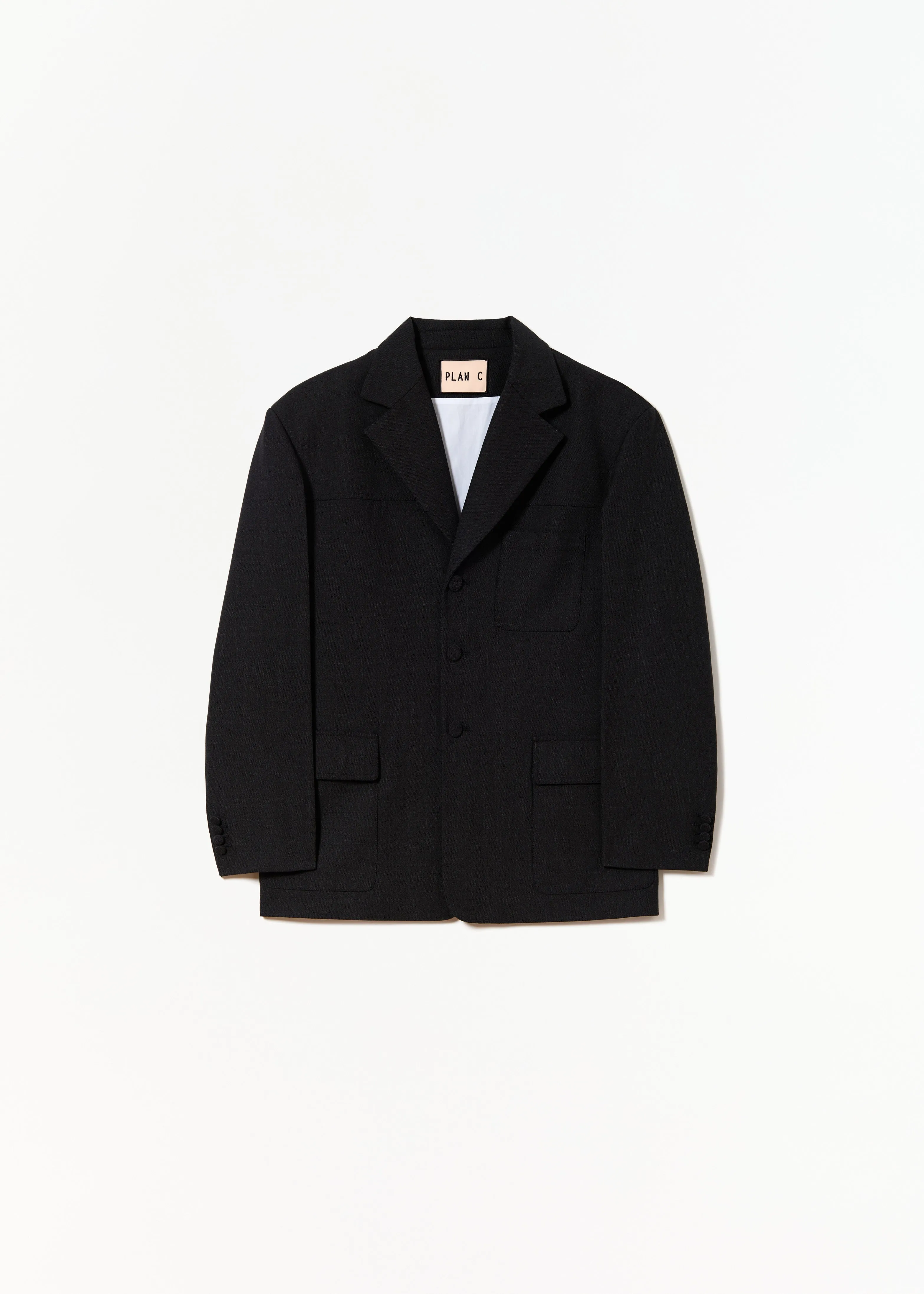 ANTHRACITE MELANGE SINGLE-BREASTED JACKET sold by Plan C