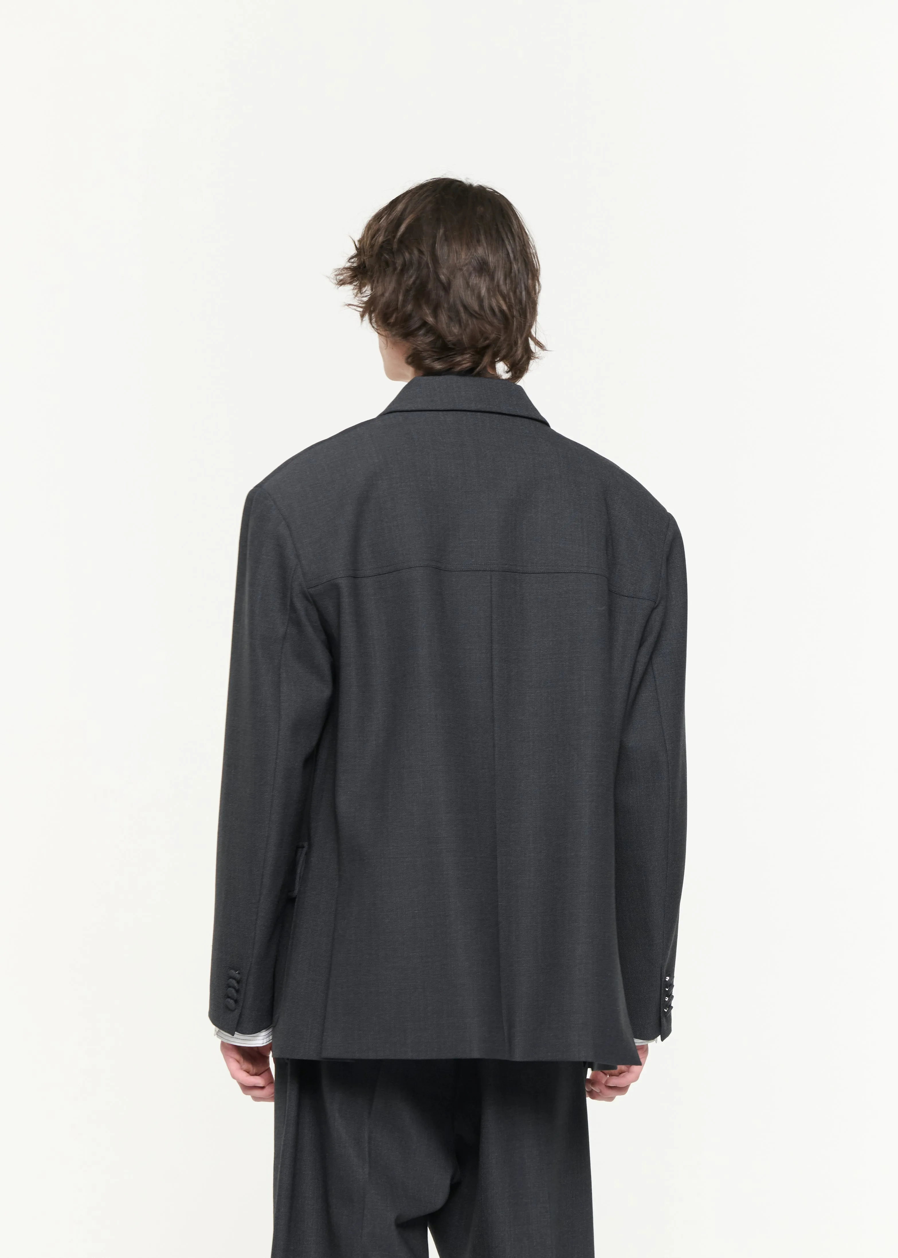 ANTHRACITE MELANGE SINGLE-BREASTED JACKET sold by Plan C product image thumbnail 5