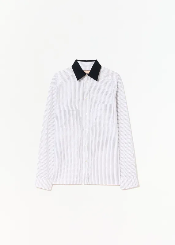 WHITE STRIPED COTTON SHIRT made by Plan C
