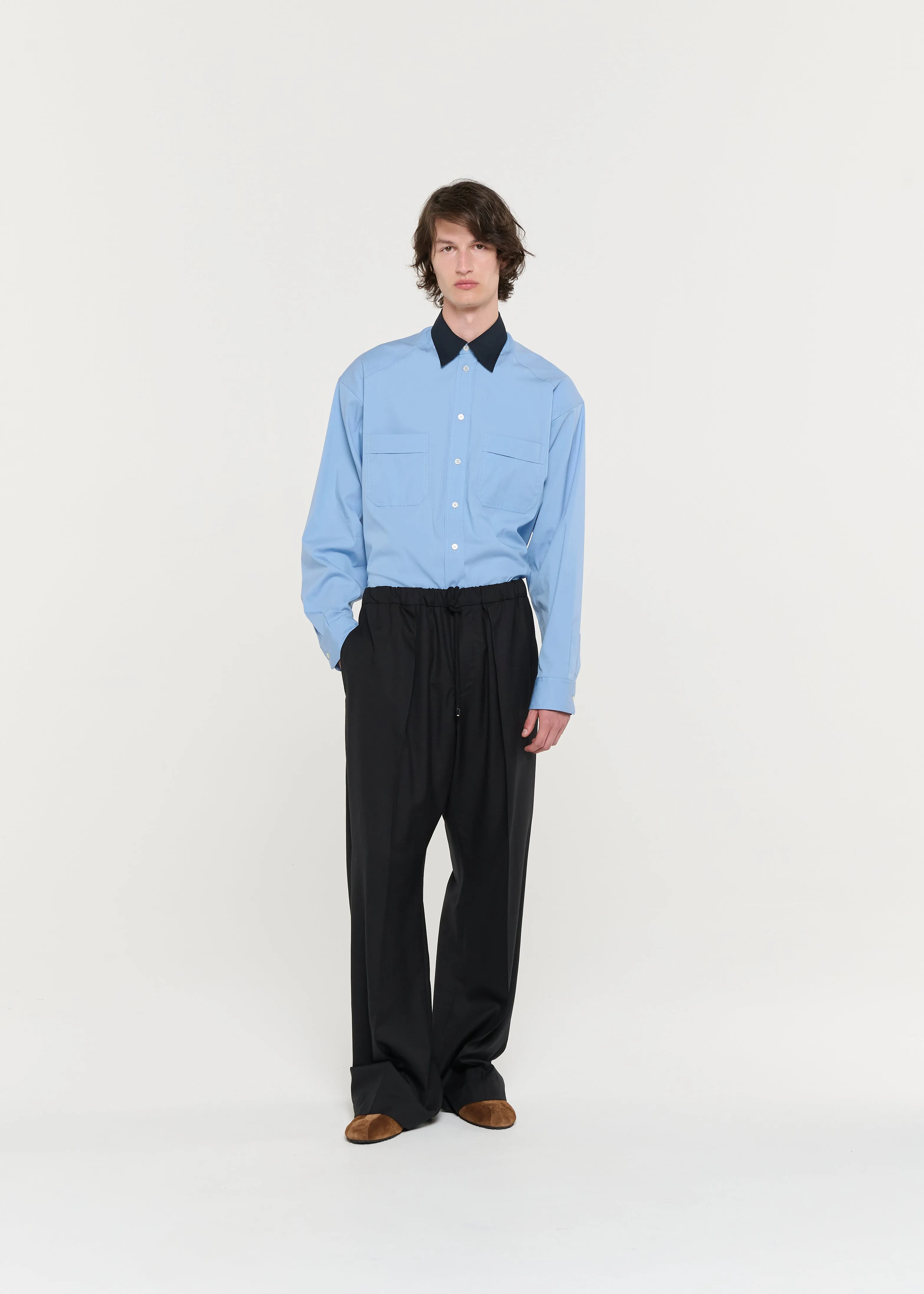BLACK WOOL PANTS WITH COULISSE sold by Plan C product image thumbnail 2