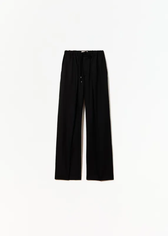 BLACK WOOL PANTS WITH COULISSE sold by Plan C