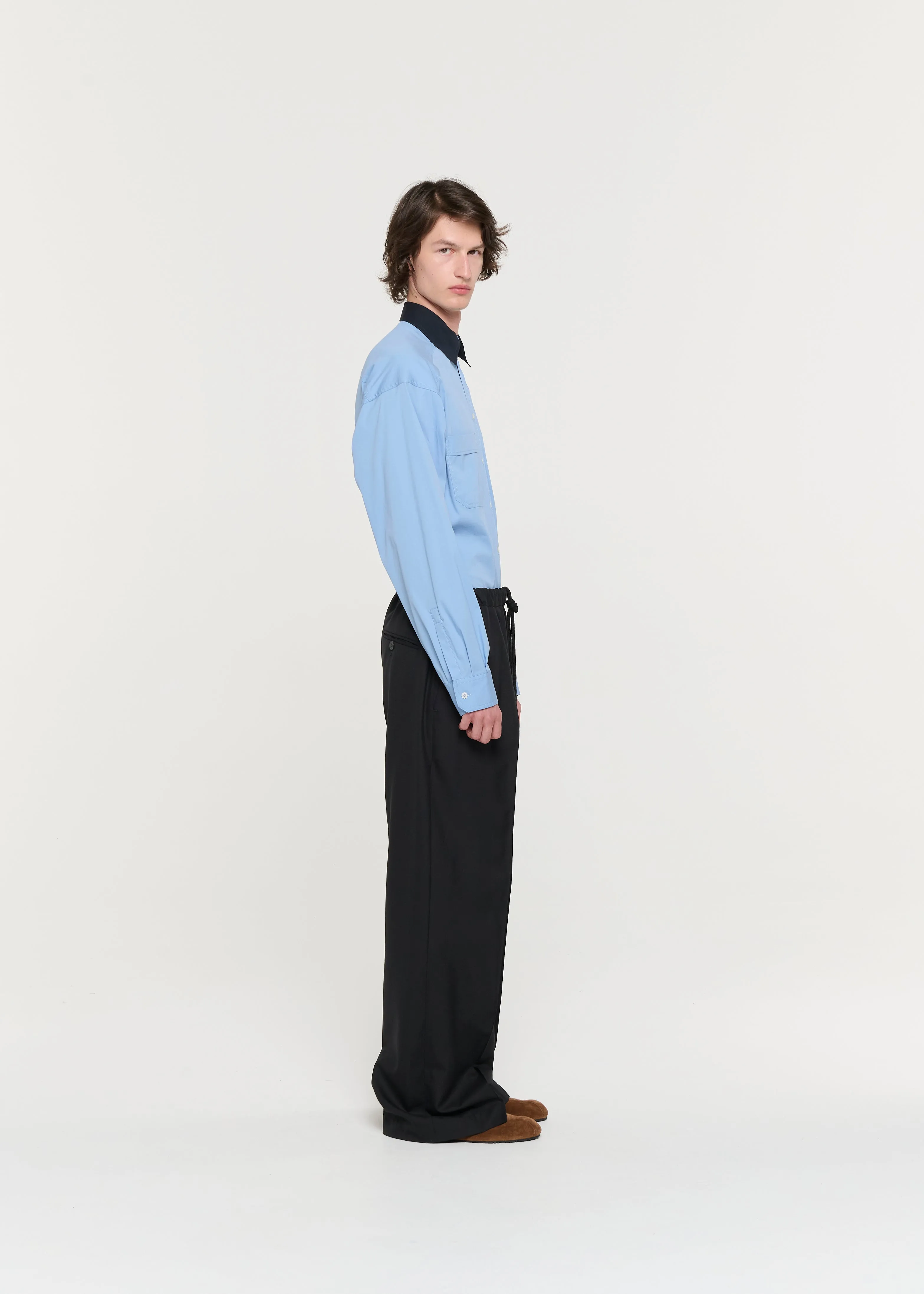 BLACK WOOL PANTS WITH COULISSE sold by Plan C product image thumbnail 4