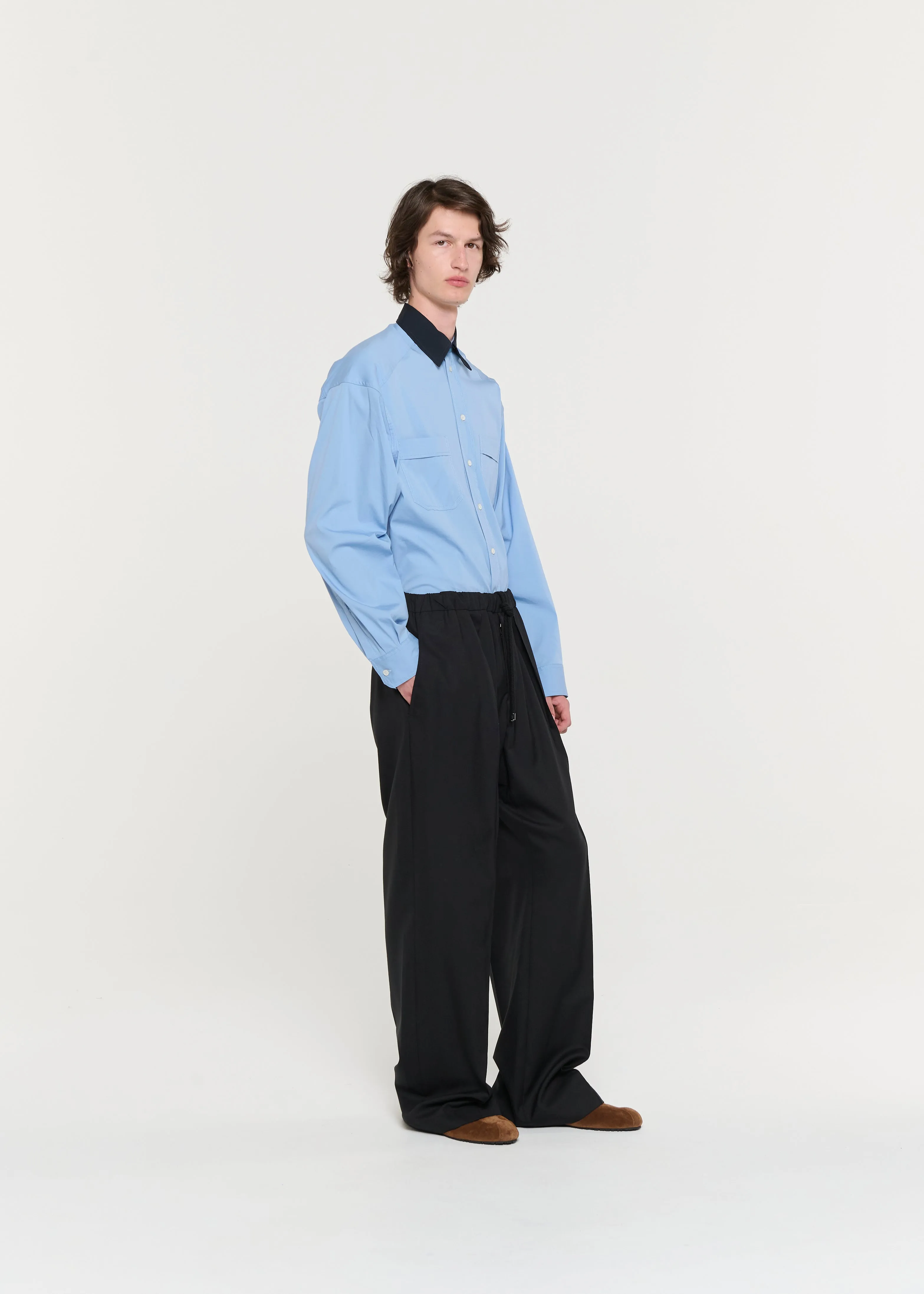 BLACK WOOL PANTS WITH COULISSE sold by Plan C product image thumbnail 3