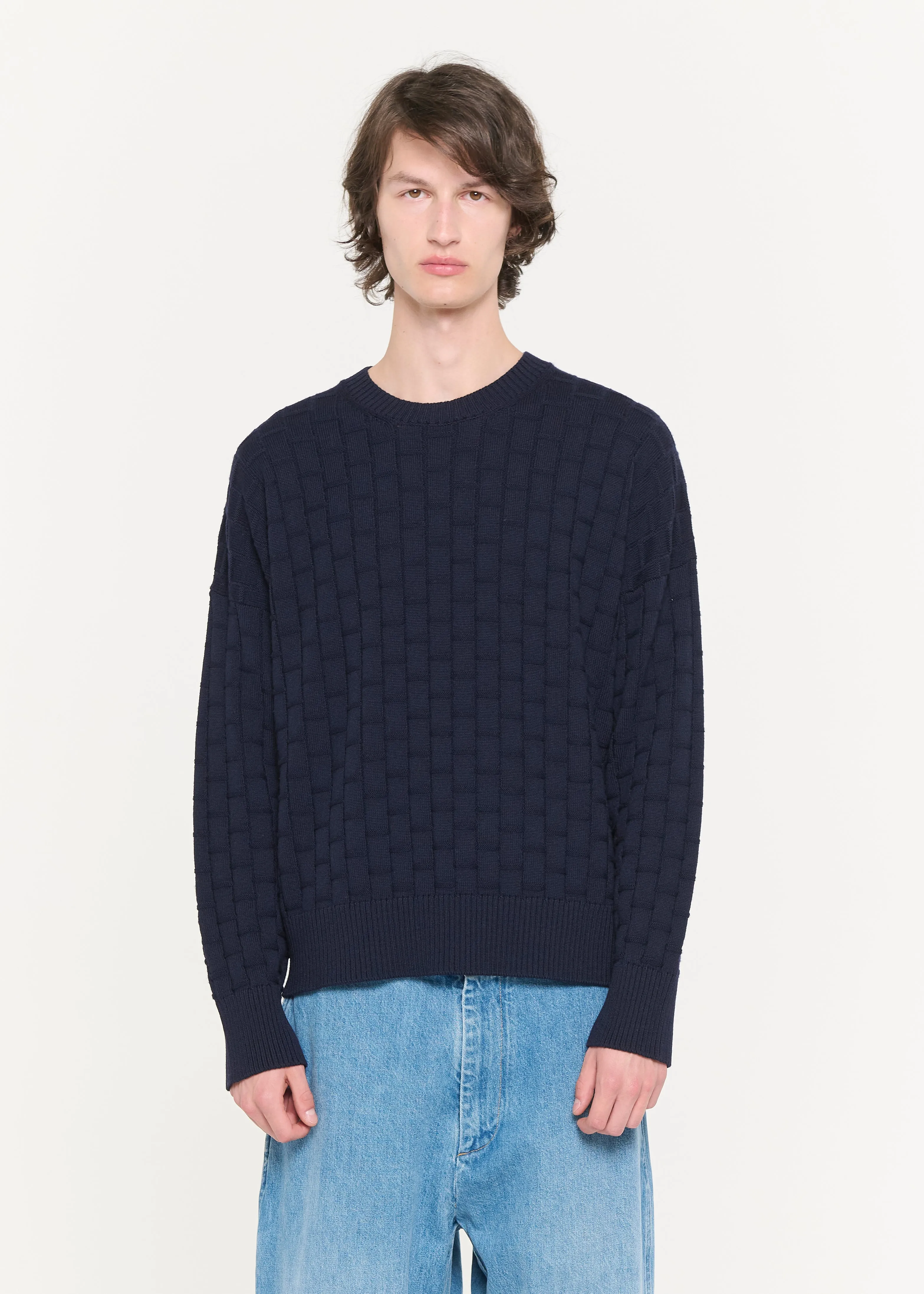 DARK BLUE CREW-NECK KNIT sold by Plan C product image thumbnail 3