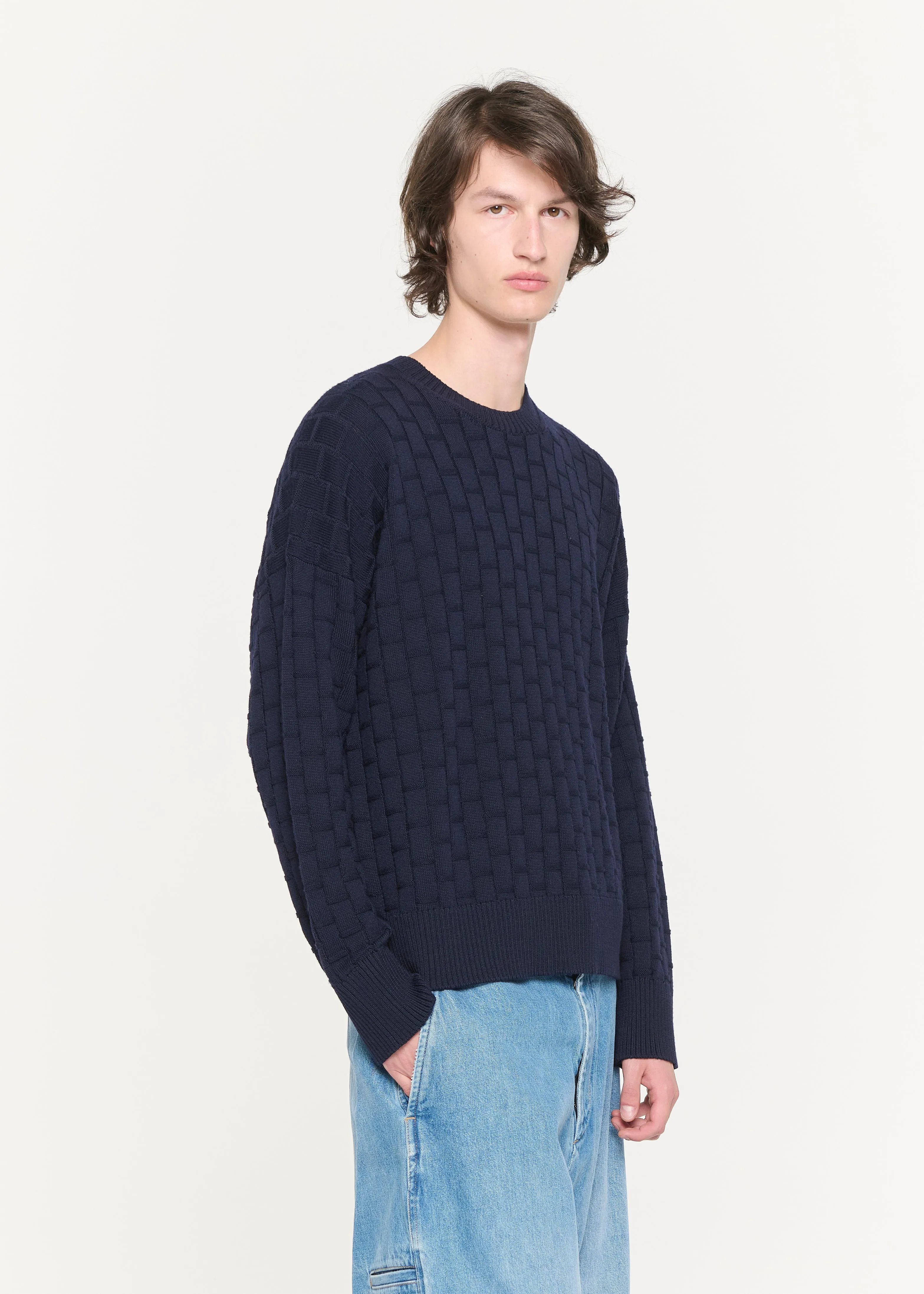 DARK BLUE CREW-NECK KNIT sold by Plan C product image thumbnail 4