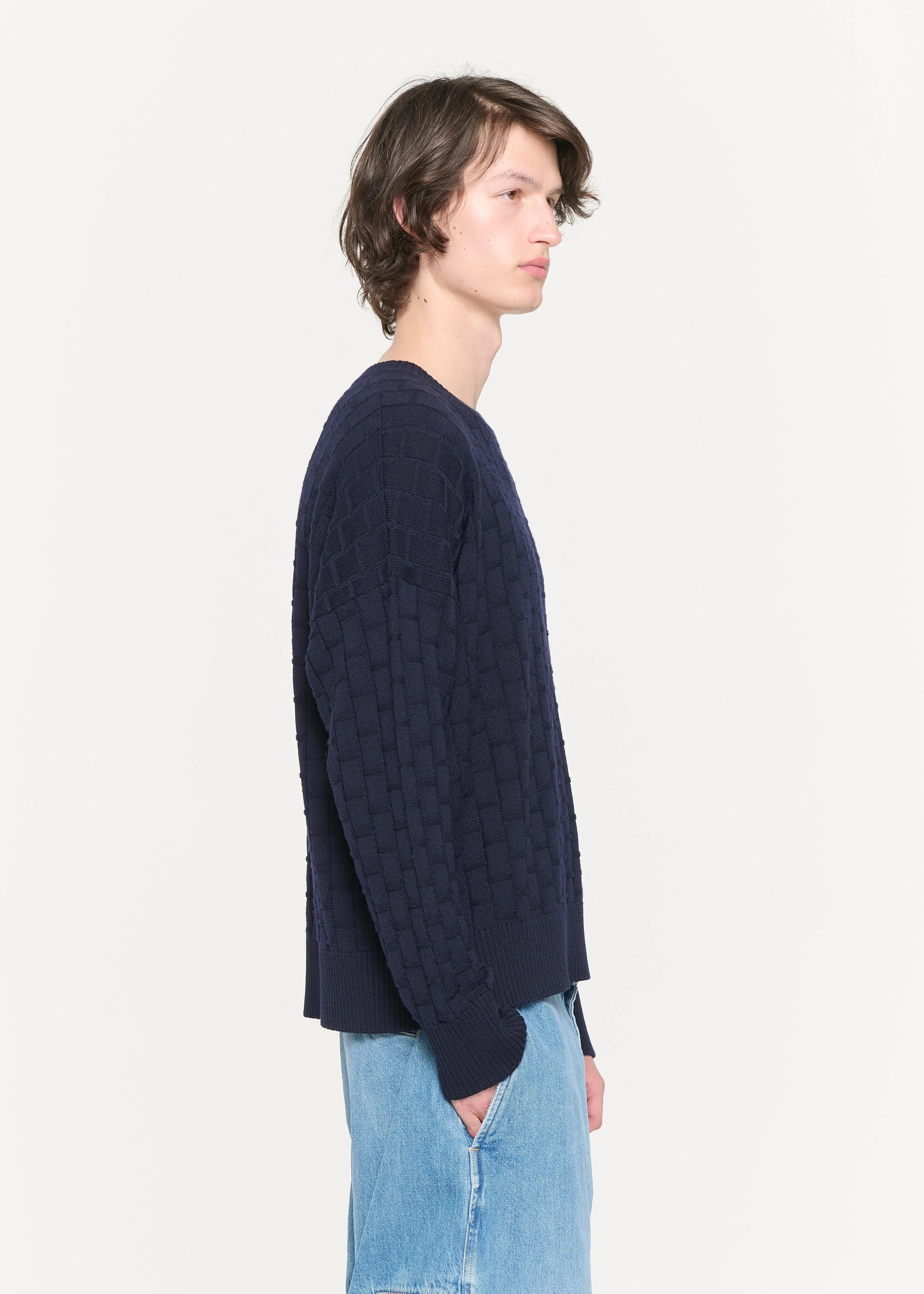 DARK BLUE CREW-NECK KNIT sold by Plan C product image thumbnail 5