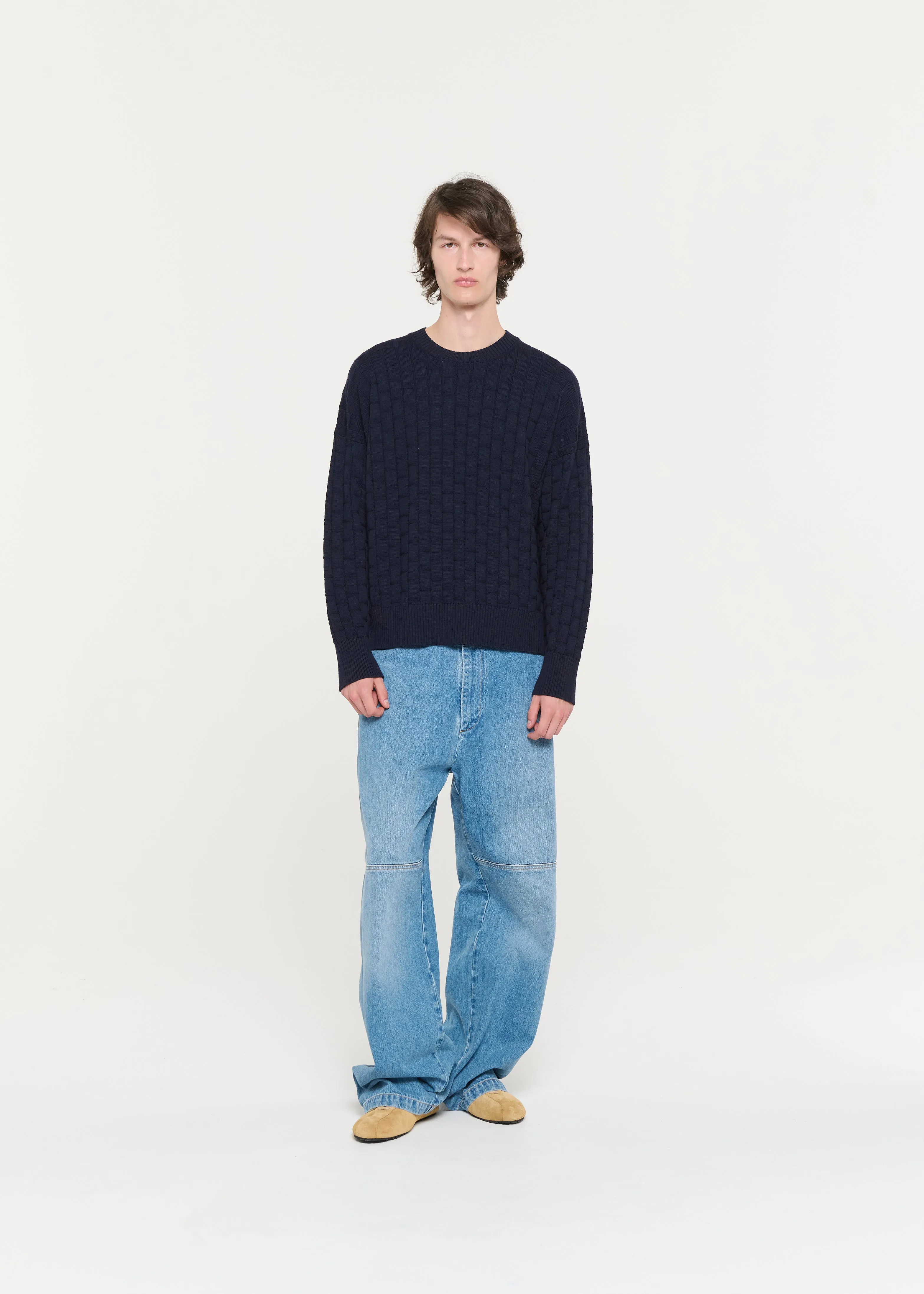 DARK BLUE CREW-NECK KNIT sold by Plan C product image thumbnail 2