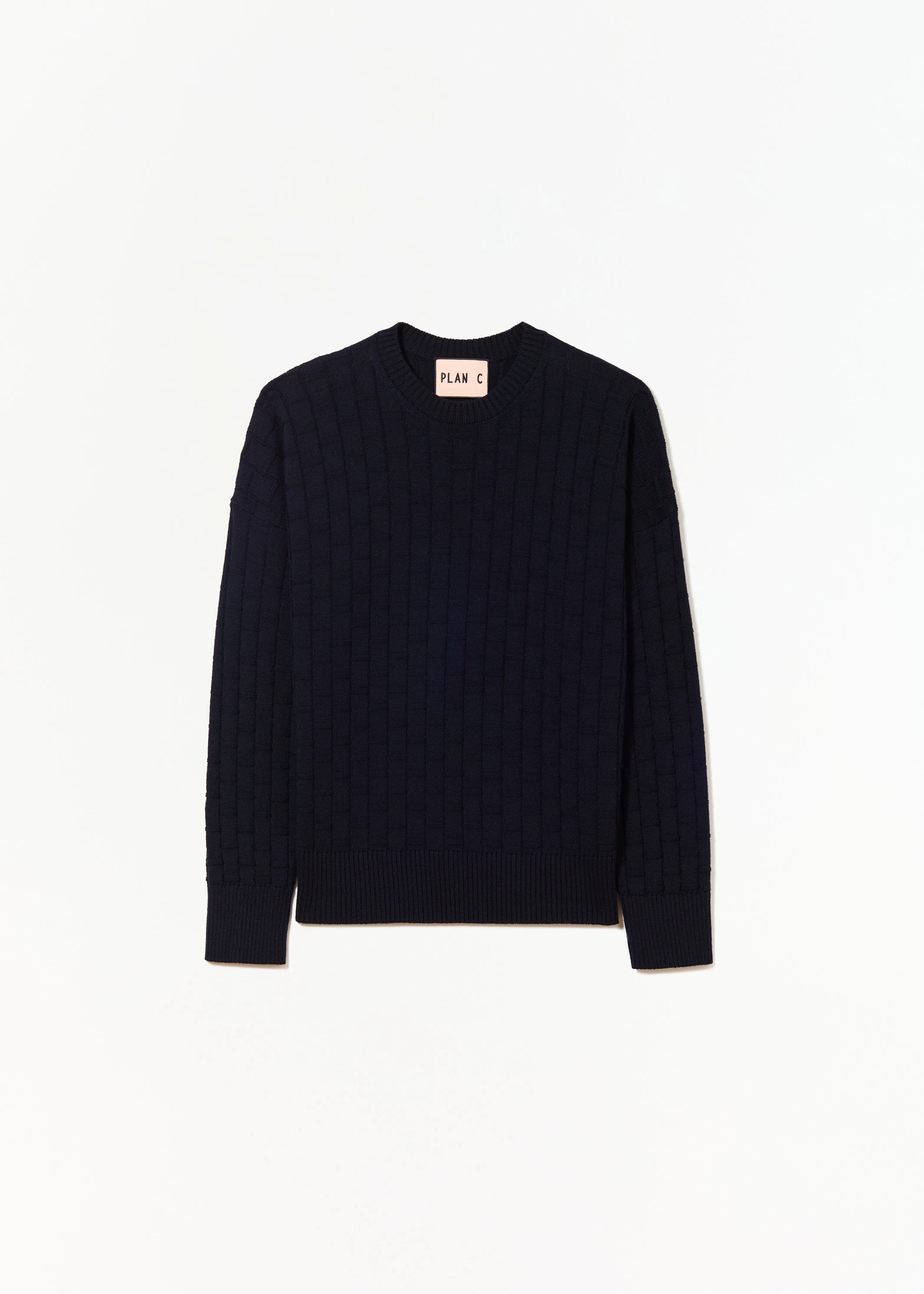 DARK BLUE CREW-NECK KNIT sold by Plan C