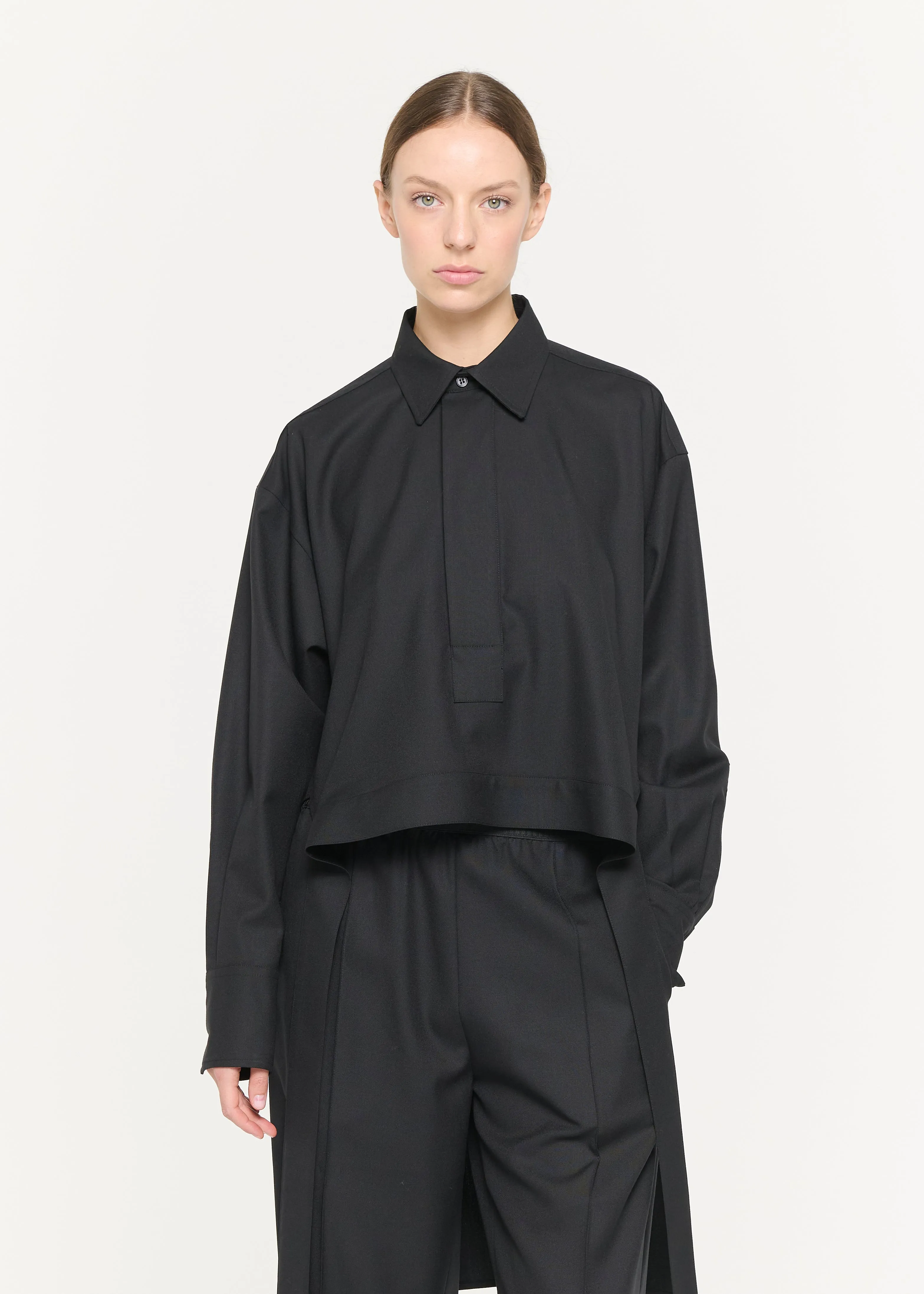 BLACK WOOL SHIRT WITH TAIL sold by Plan C product image thumbnail 3