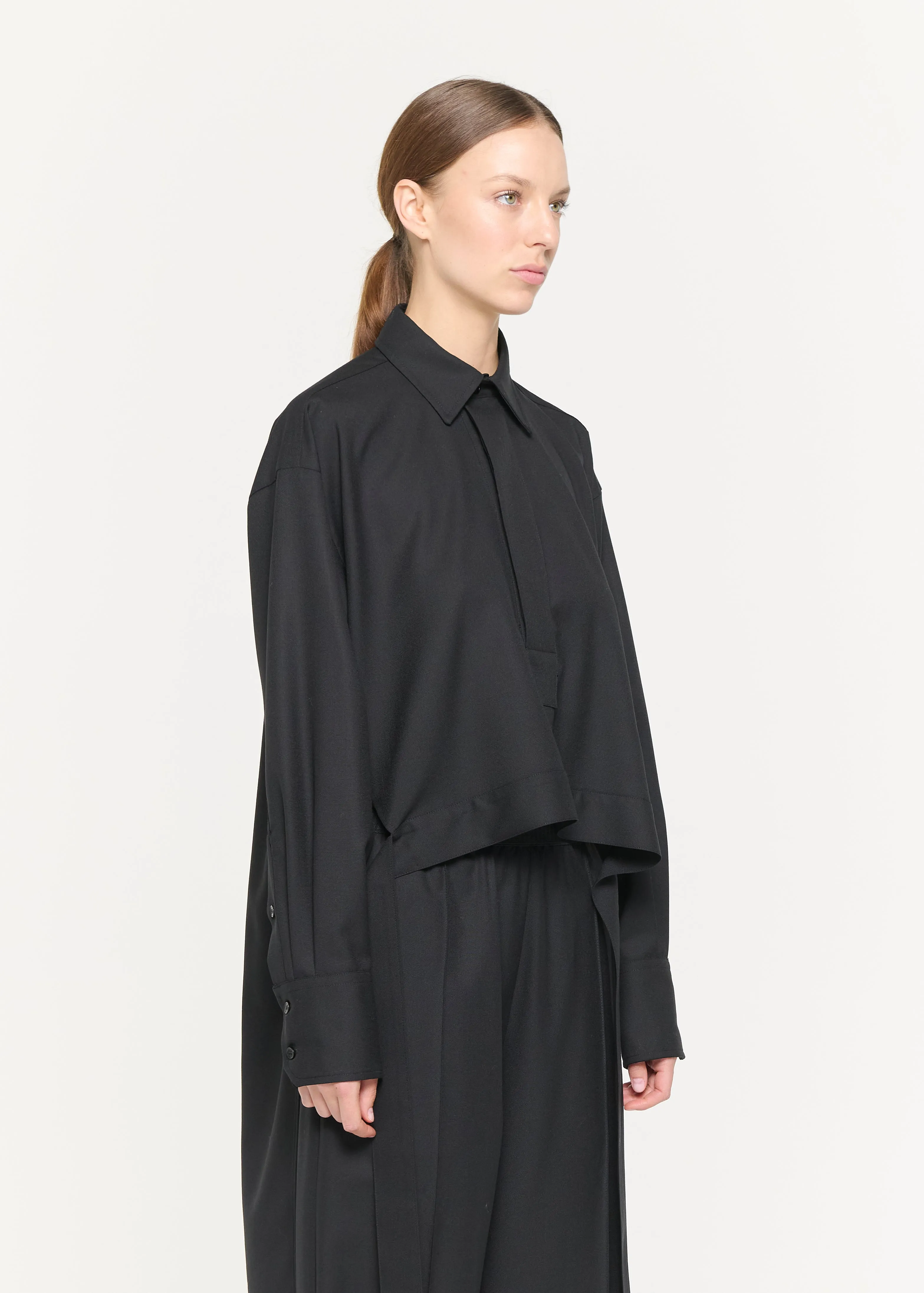 BLACK WOOL SHIRT WITH TAIL sold by Plan C product image thumbnail 4