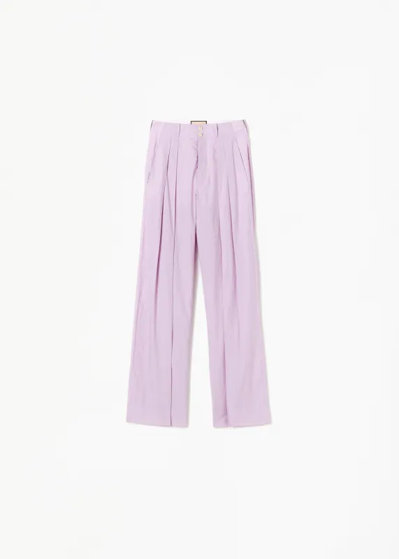 PLEATED LILAC WIDE LEG PANTS made by Plan C