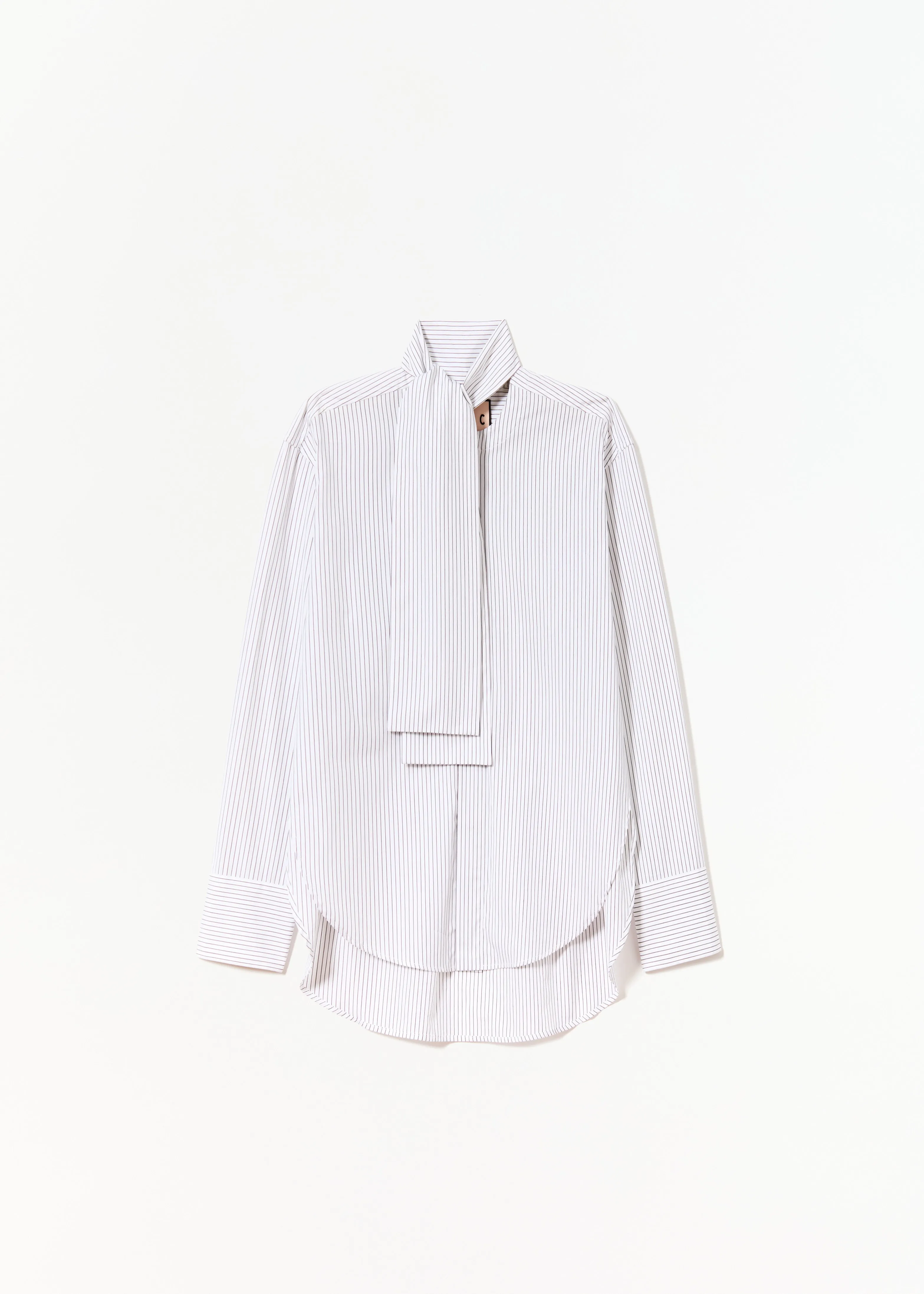 WHITE STRIPED COTTON SHIRT WITH SCARF sold by Plan C