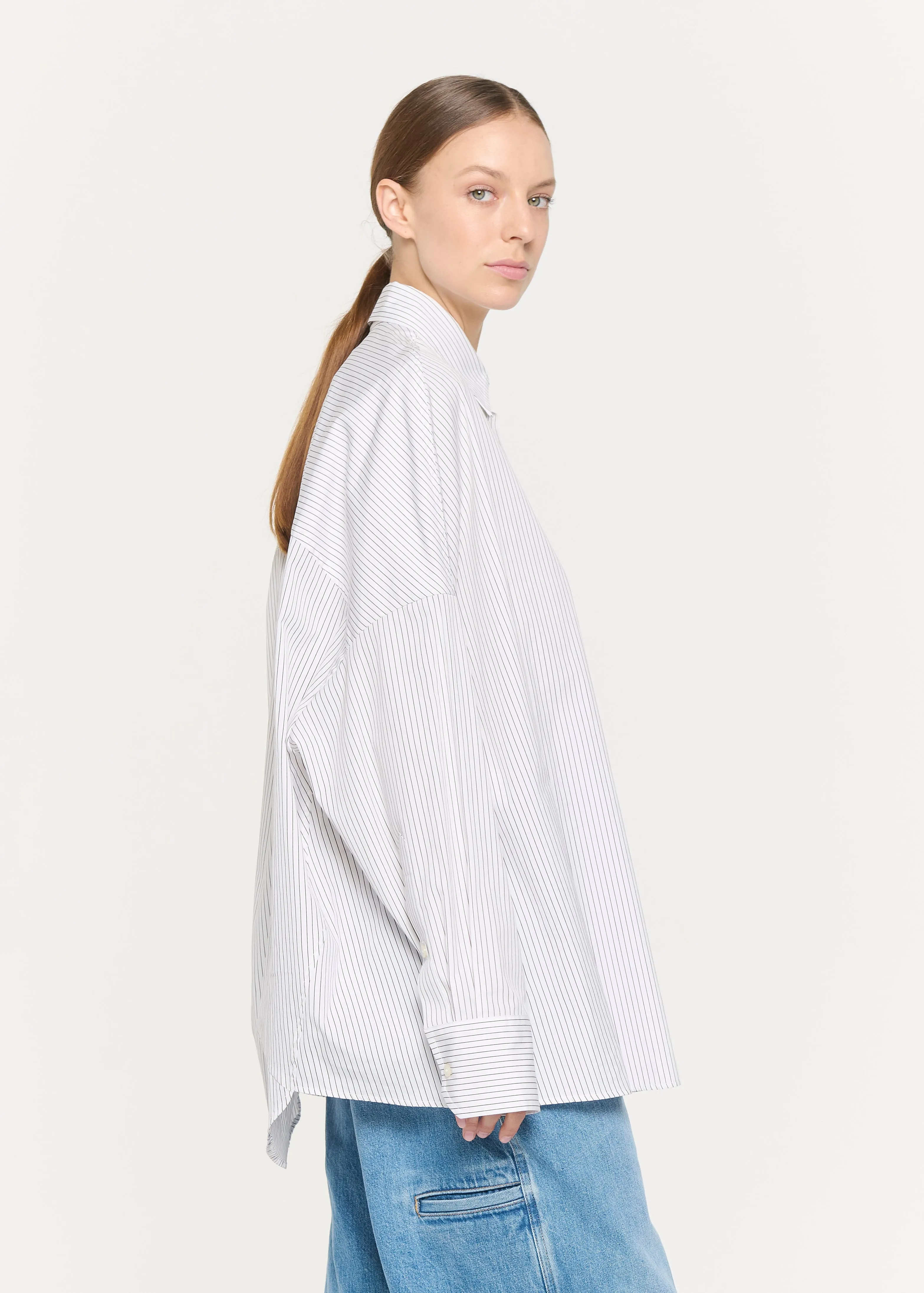 DRAPED BACK STRIPED COTTON SHIRT sold by Plan C product image thumbnail 5