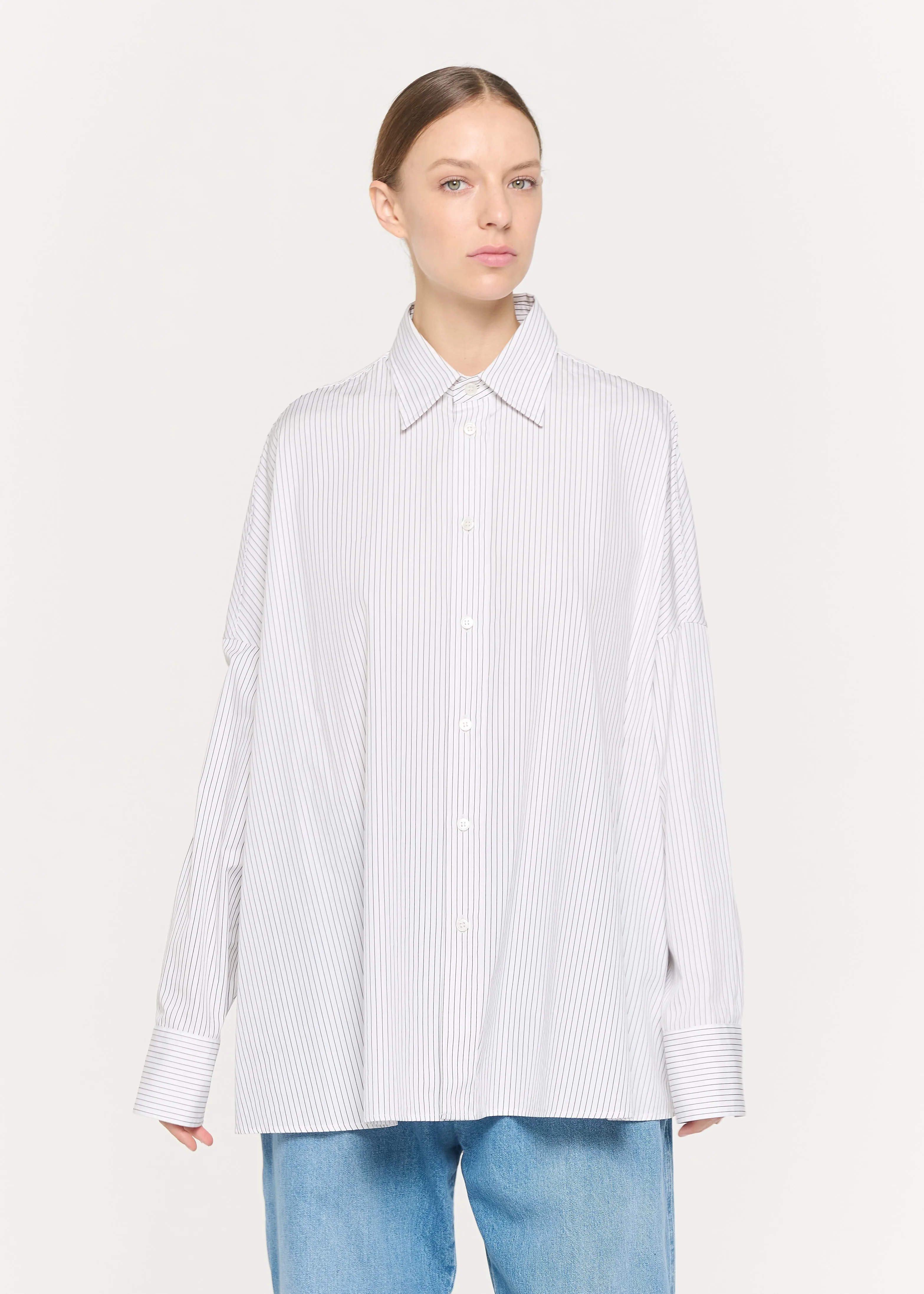 DRAPED BACK STRIPED COTTON SHIRT sold by Plan C product image thumbnail 3