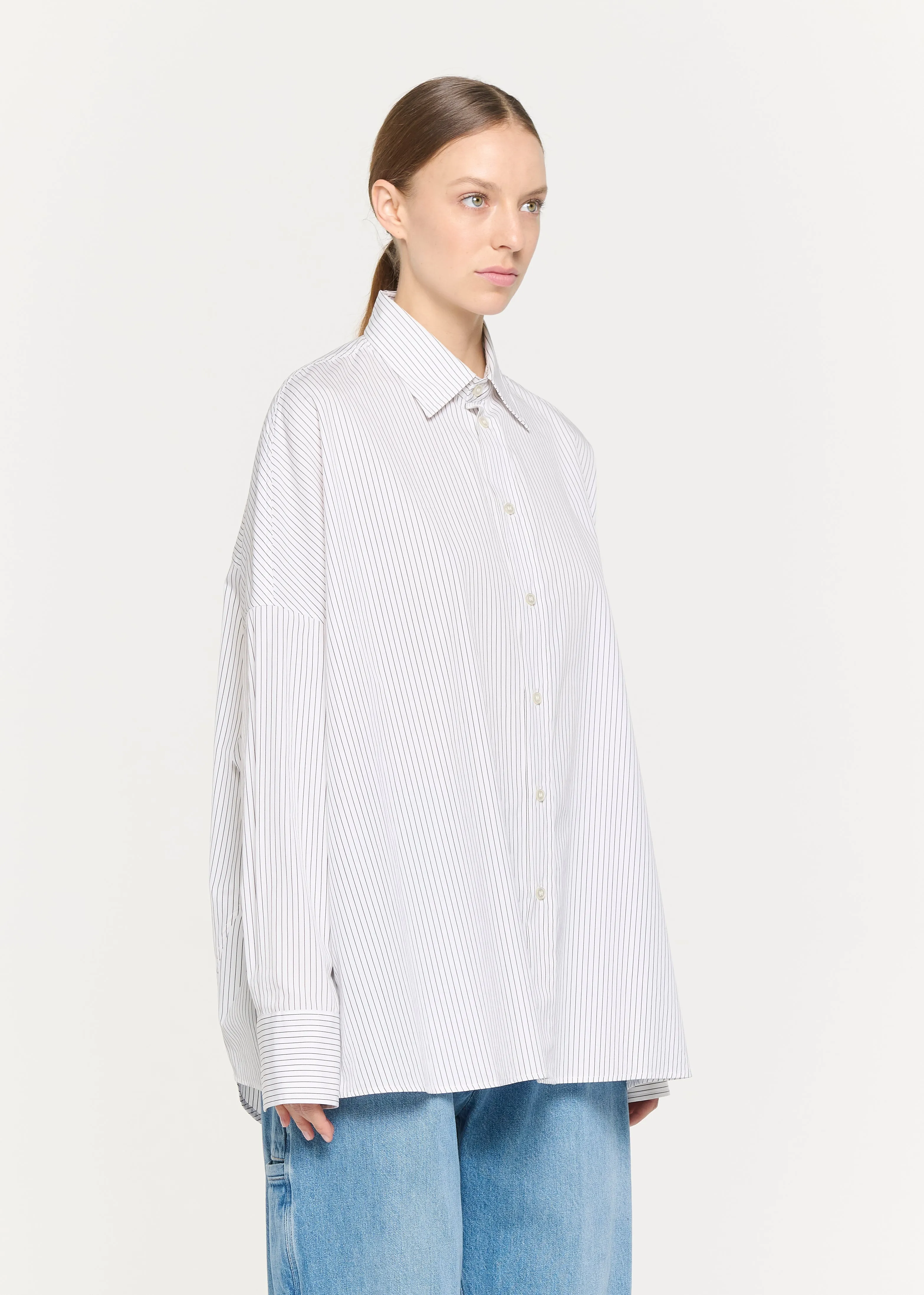 DRAPED BACK STRIPED COTTON SHIRT sold by Plan C product image thumbnail 4