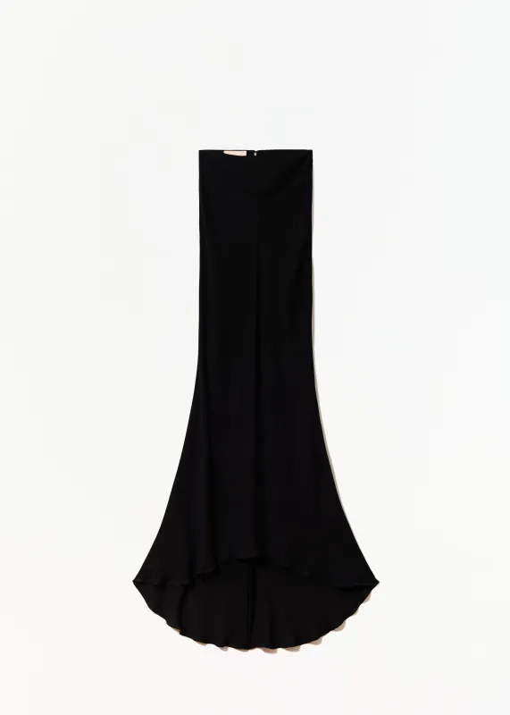 BLACK GEORGETTE FLARED LONG SKIRT made by Plan C