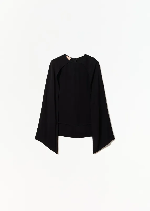 BLACK GEORGETTE TOP made by Plan C