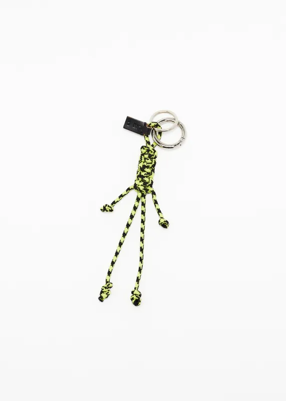 ACID GREEN AND BLACK KEY RING WITH HAND WOVEN LANYARD FRINGES sold by Plan C