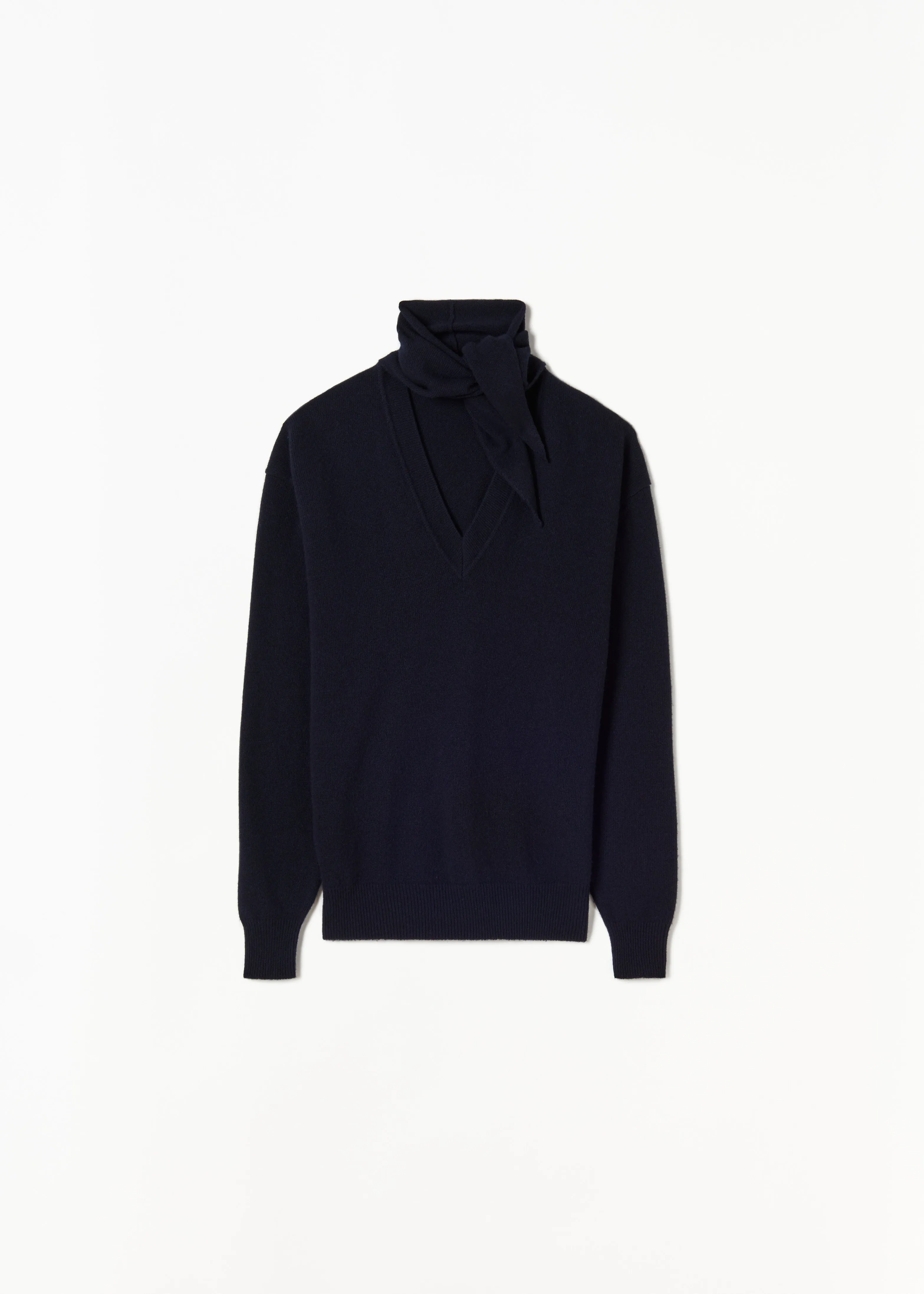 NAVY WOOL SWEATER WITH SHAWL sold by Plan C