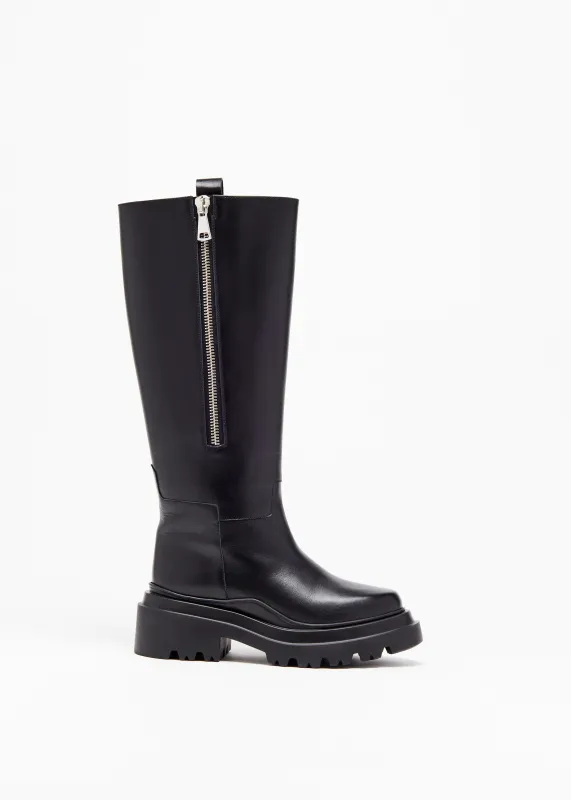 CHUNKY SOLE BLACK LEATHER BOOTS made by Plan C