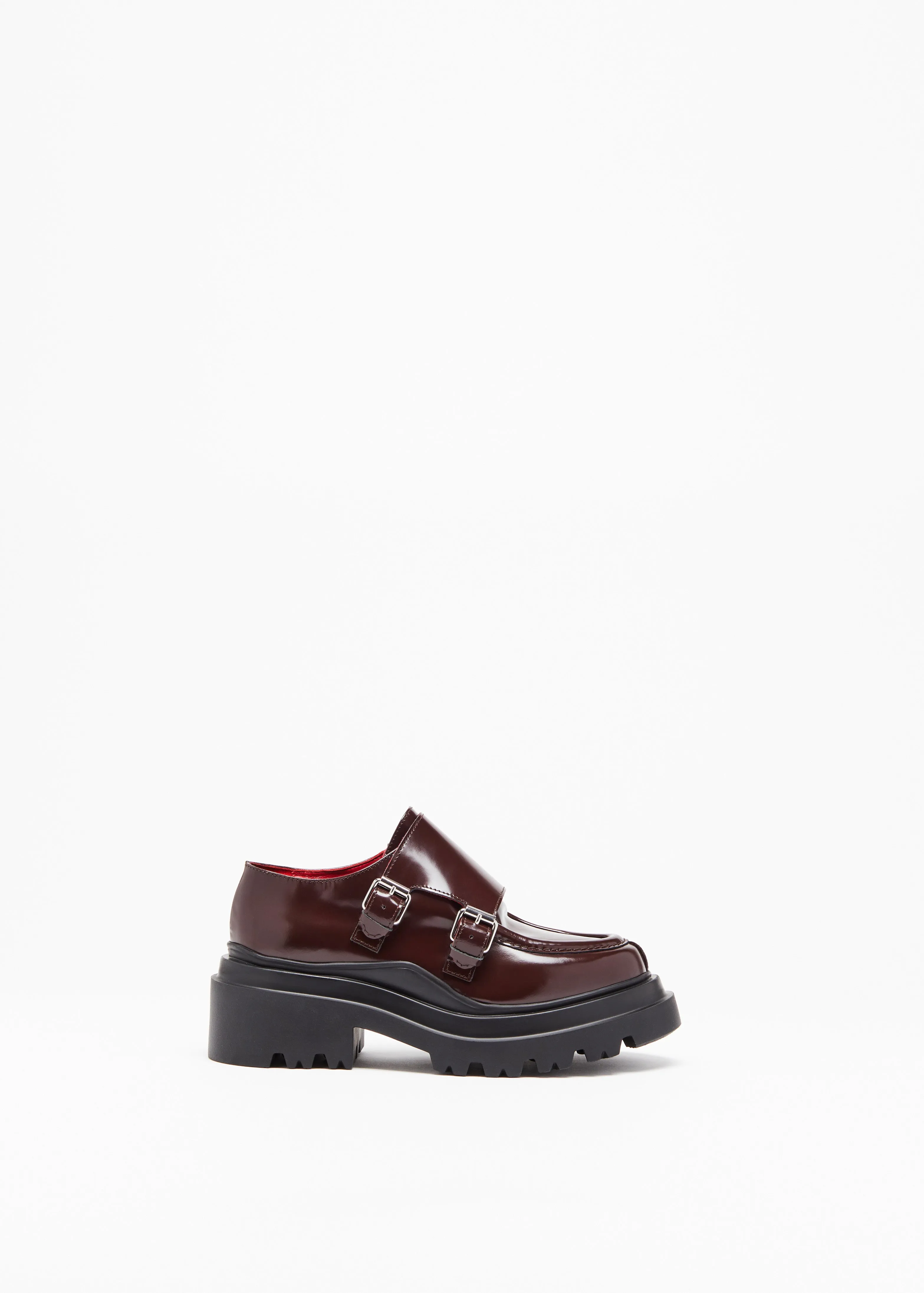 BURGUNDY LEATHER LOAFERS WITH BUCKLES sold by Plan C