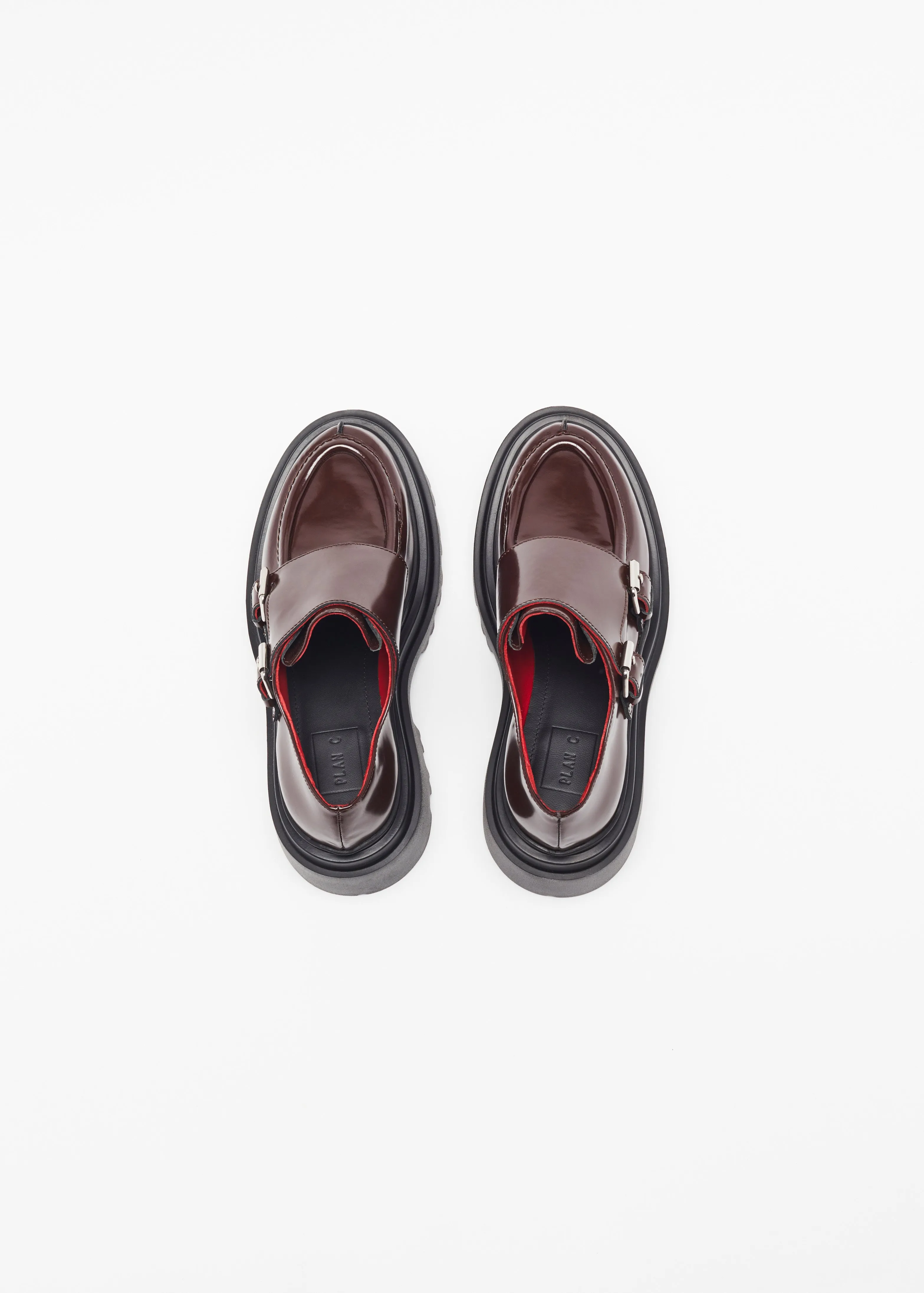 BURGUNDY LEATHER LOAFERS WITH BUCKLES sold by Plan C product image thumbnail 4