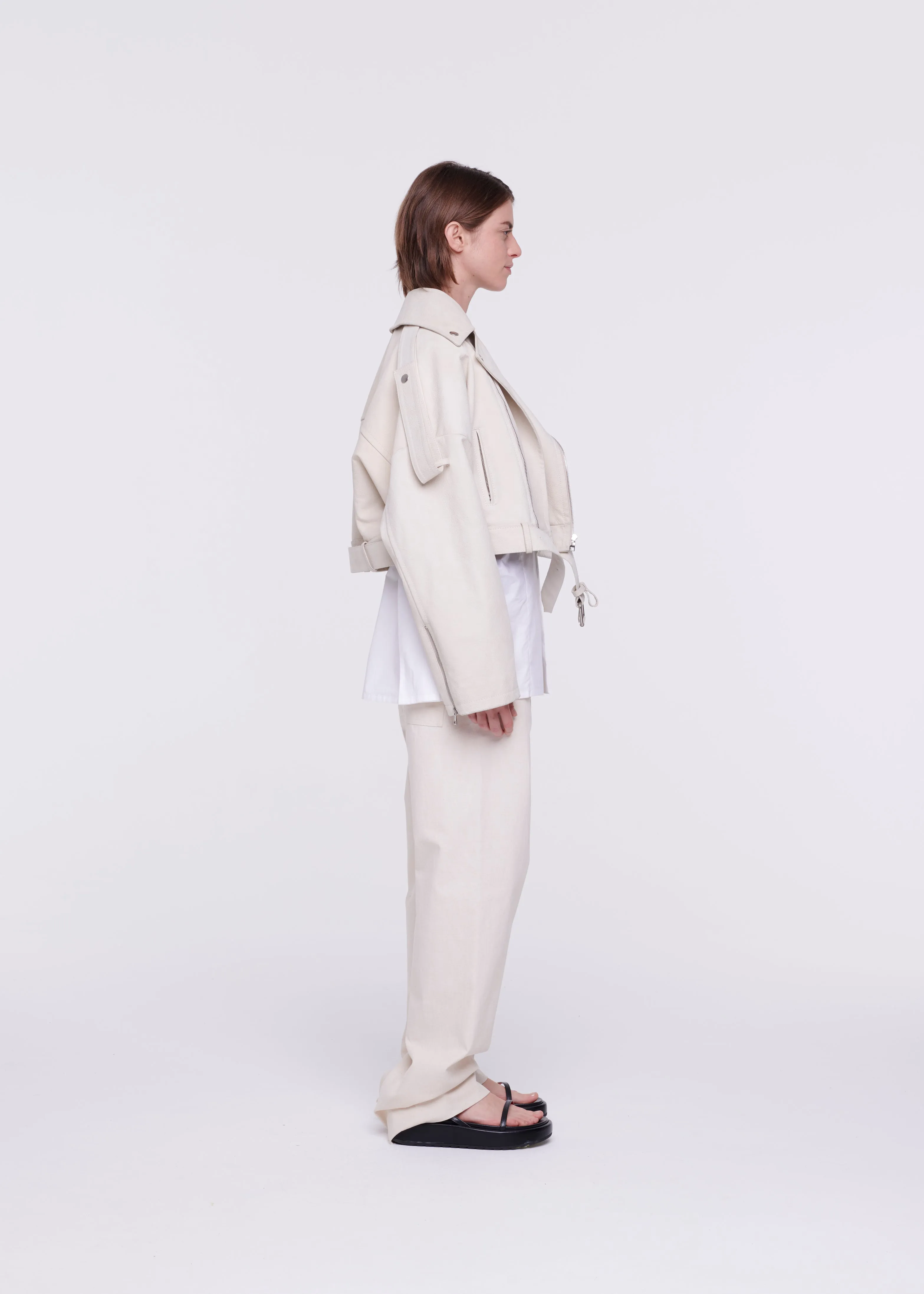 CROPPED LEATHER BIKER JACKET sold by Plan C product image thumbnail 5