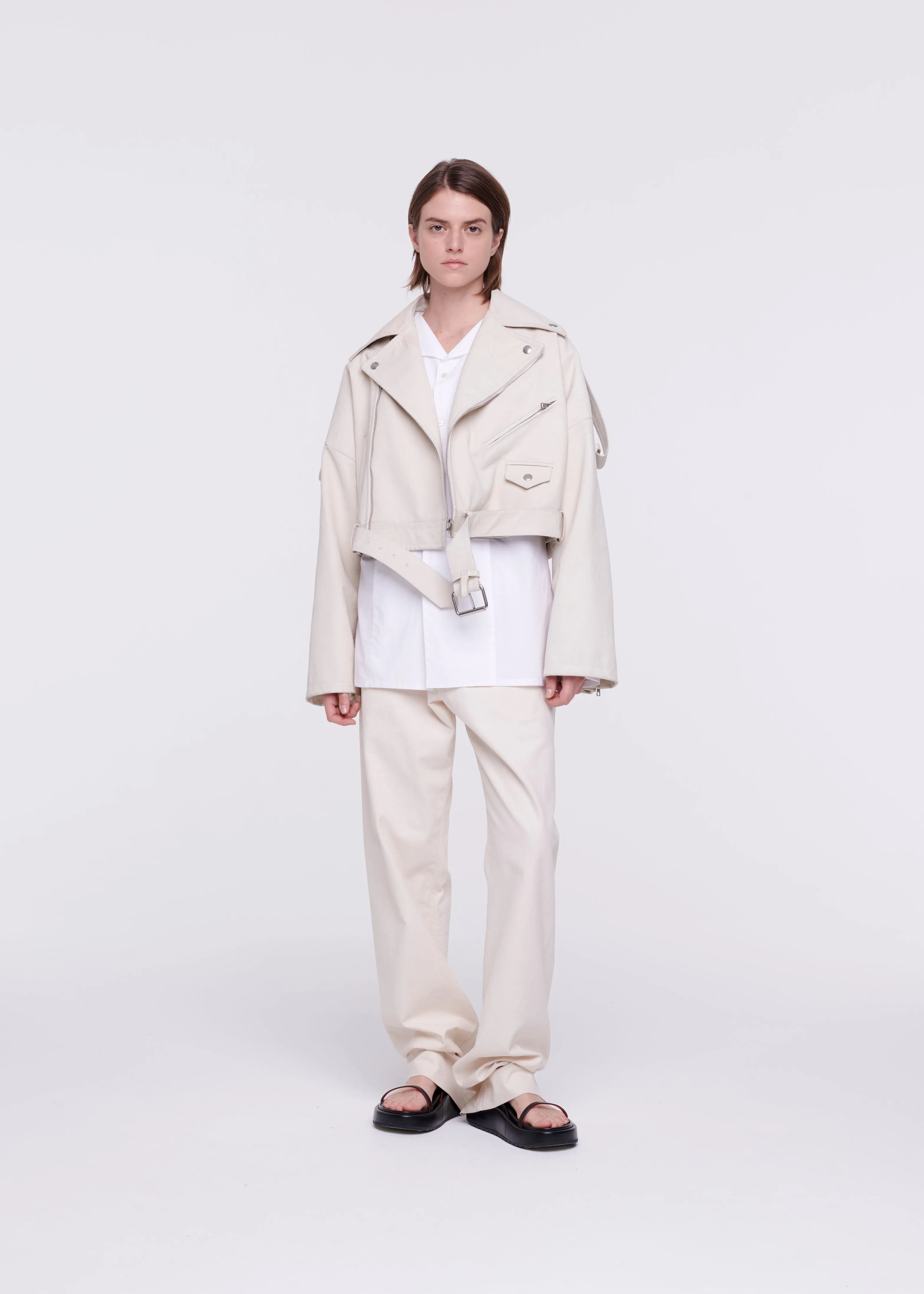 CROPPED LEATHER BIKER JACKET sold by Plan C product image thumbnail 2