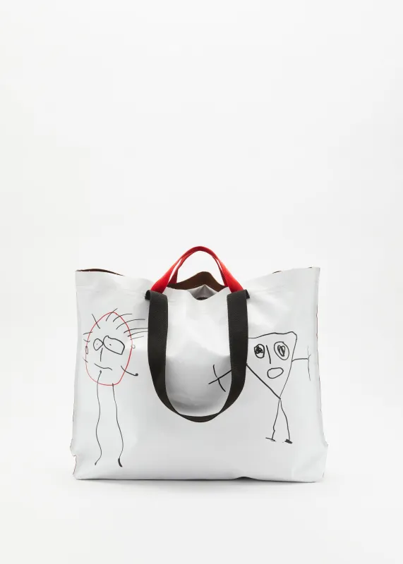 "PILI AND BIANCA" LARGE WHITE TOTE BAG made by Plan C