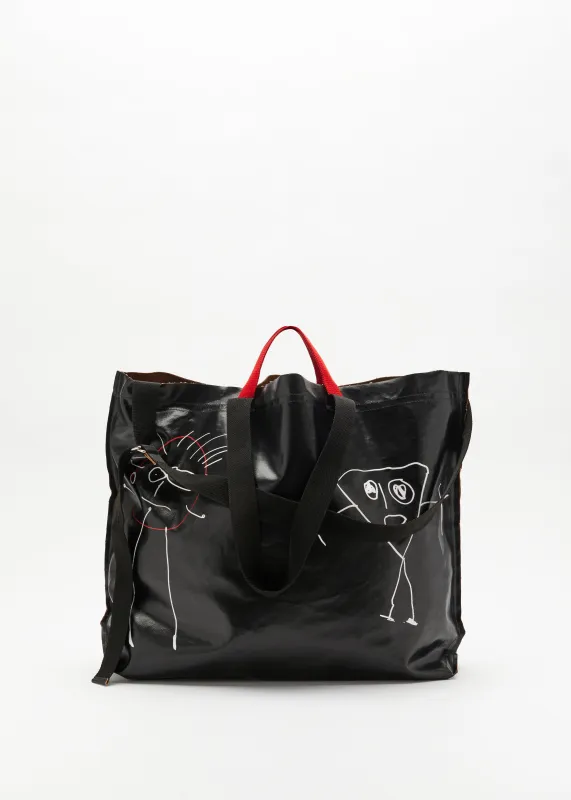 "PILI AND BIANCA" LARGE BLACK TOTE BAG made by Plan C