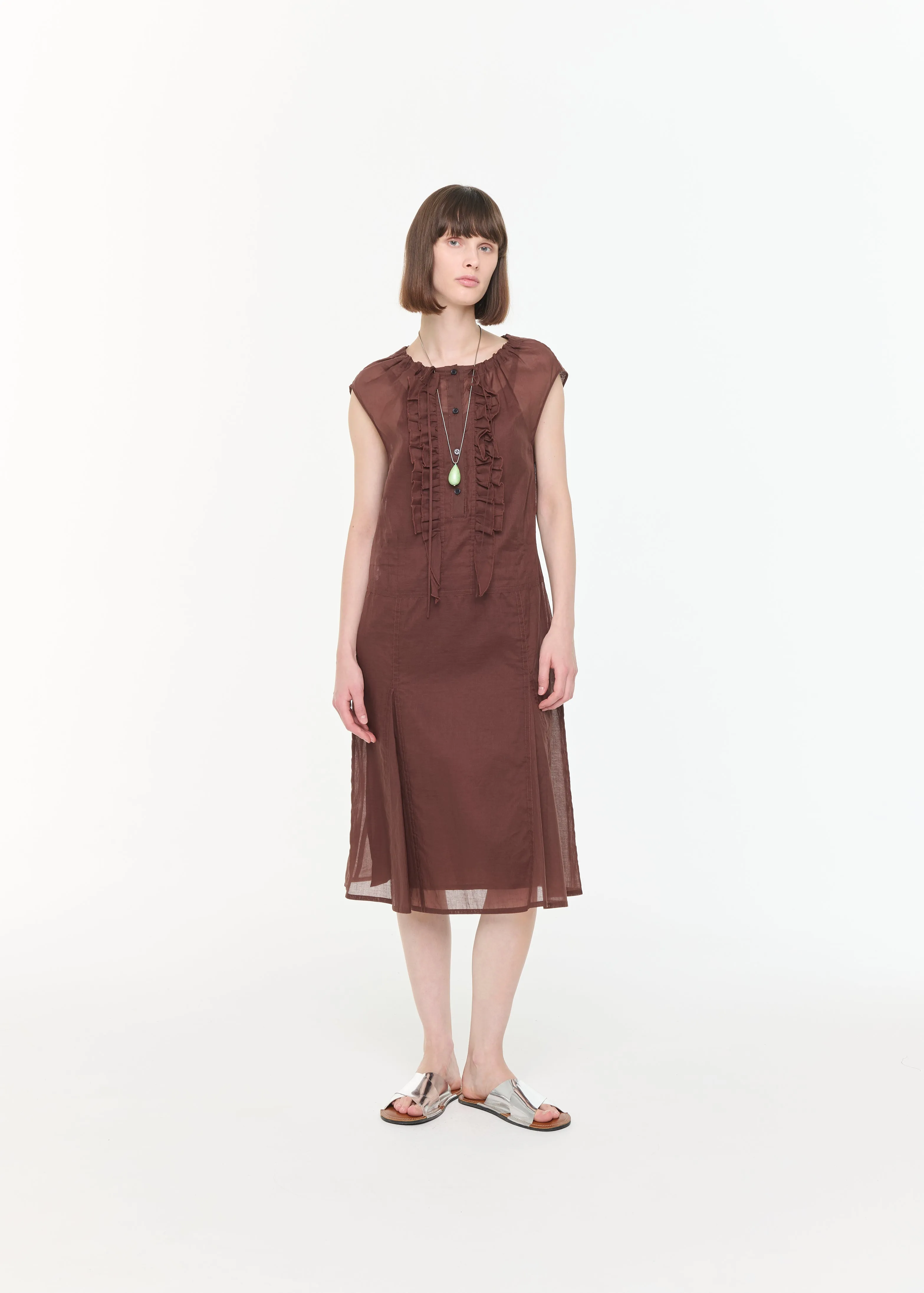 BROWN ORGANZA MIDI DRESS sold by Plan C product image thumbnail 3