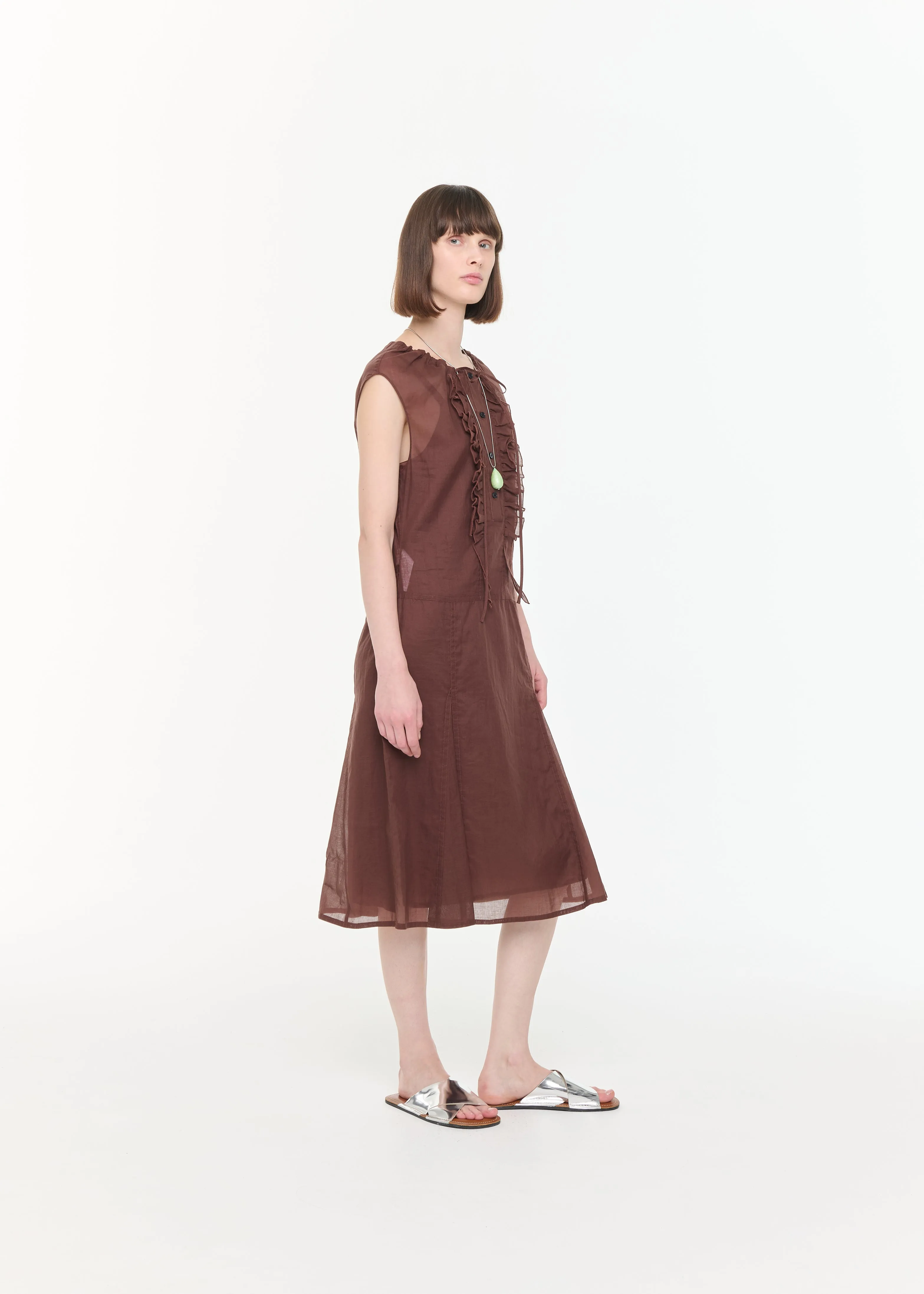 BROWN ORGANZA MIDI DRESS sold by Plan C product image thumbnail 4