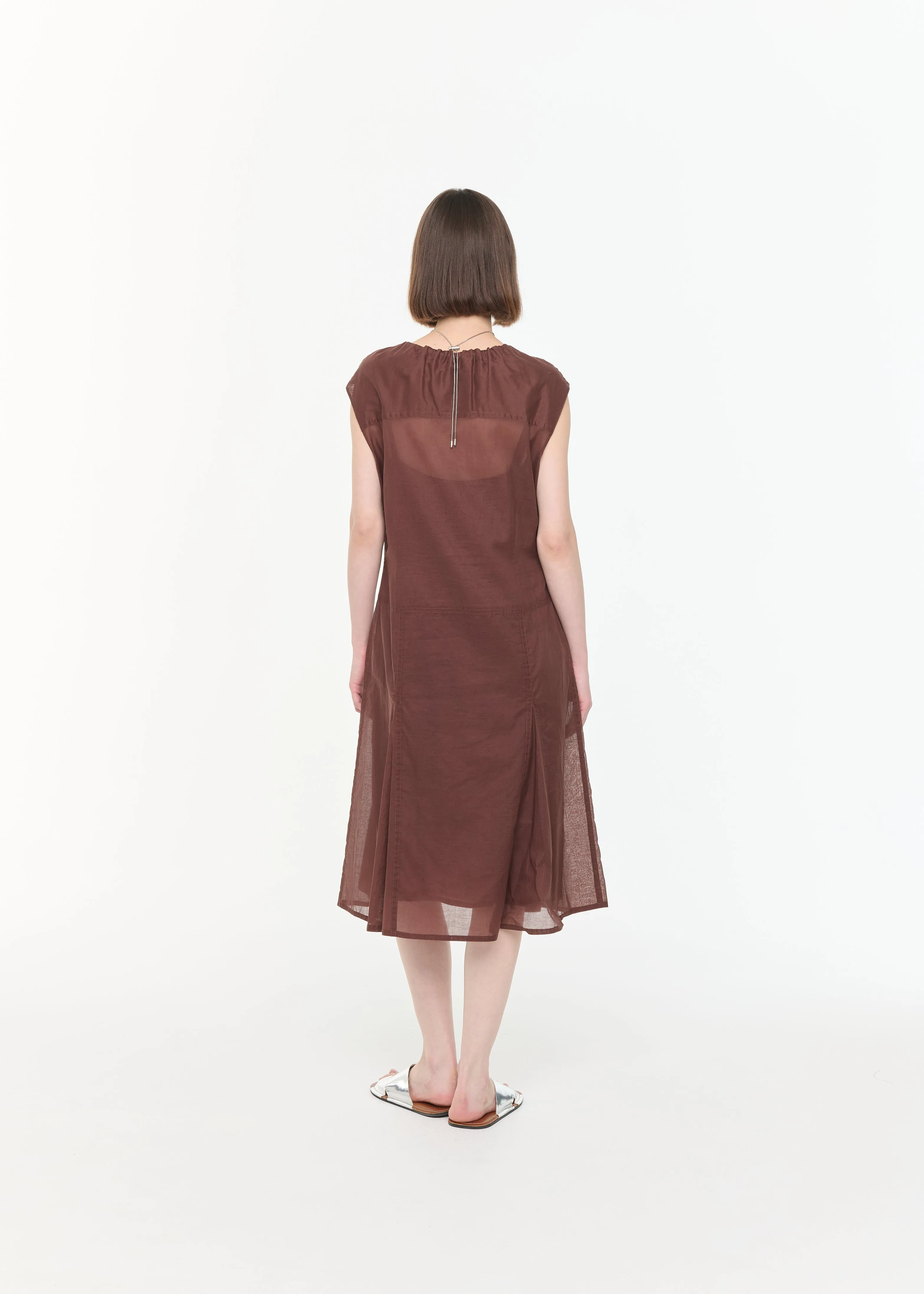 BROWN ORGANZA MIDI DRESS sold by Plan C product image thumbnail 5