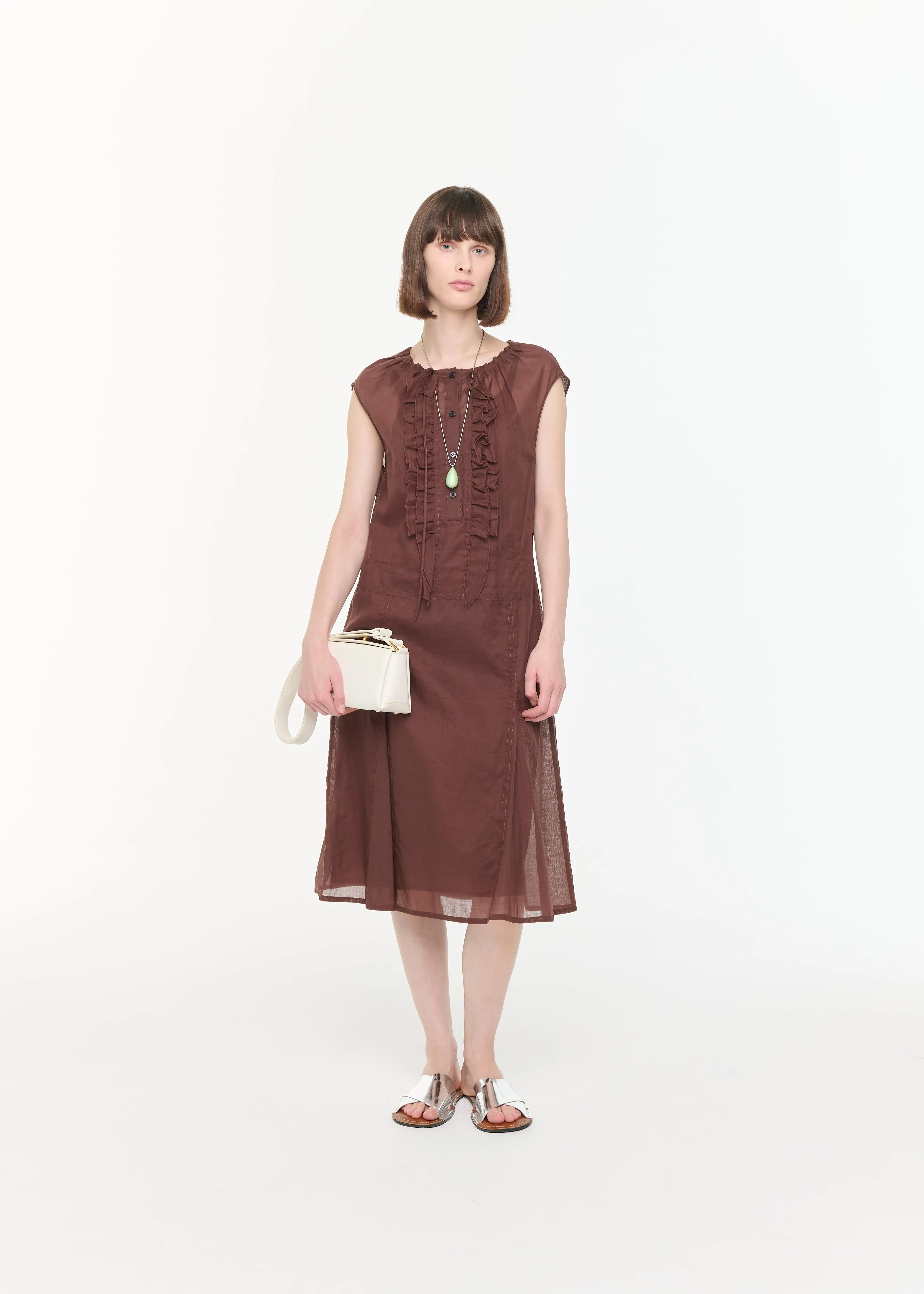 BROWN ORGANZA MIDI DRESS sold by Plan C product image thumbnail 2