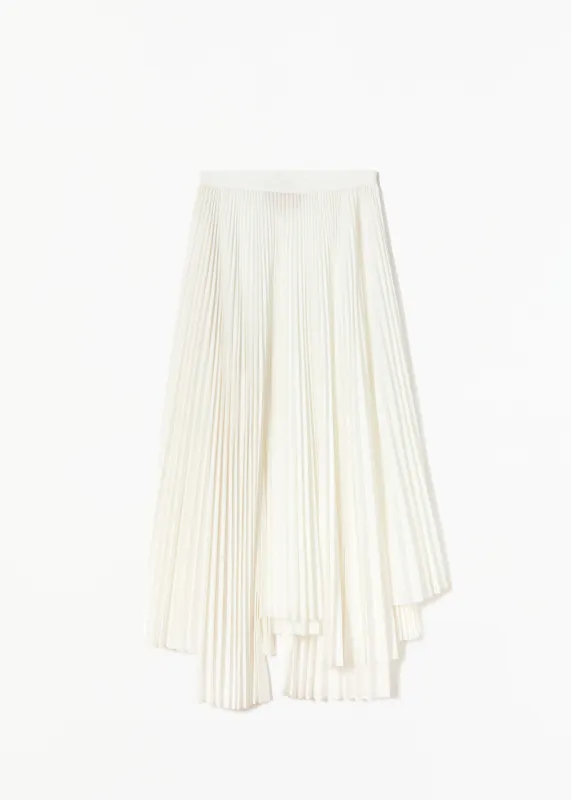 WHITE PLEATED LONG SKIRT made by Plan C