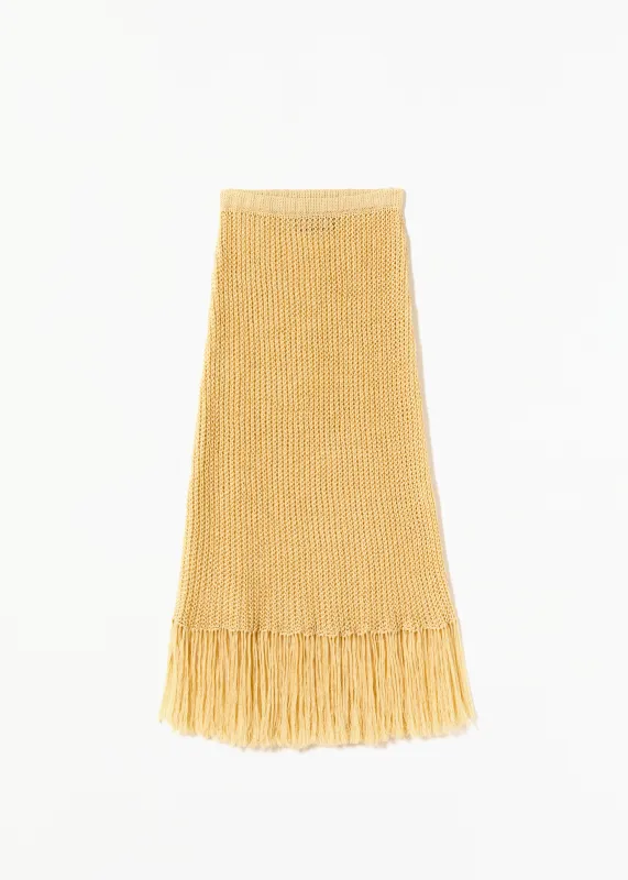 YELLOW MAXI LINEN SKIRT WITH FRINGES made by Plan C