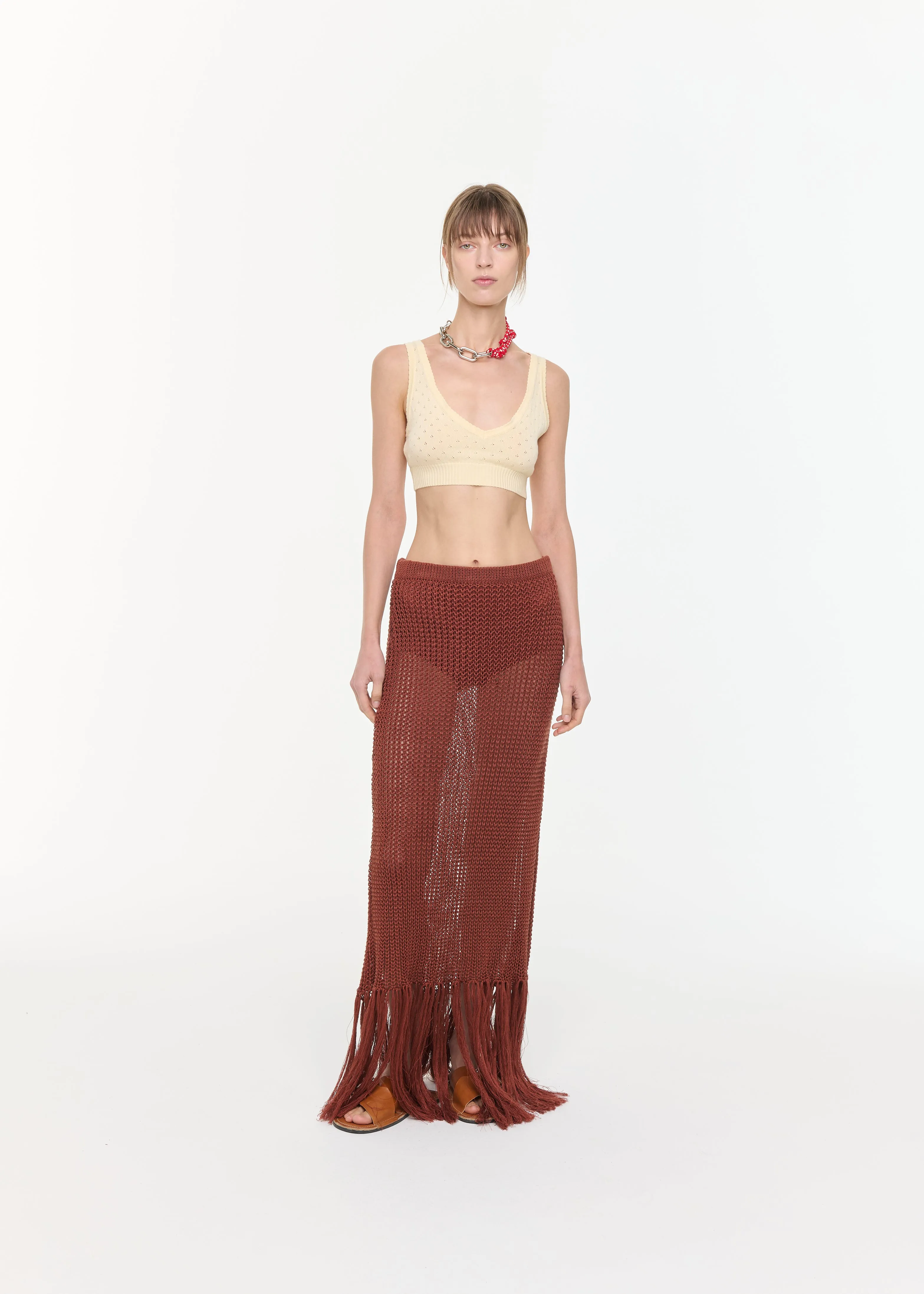 MAXI LINEN SKIRT WITH FRINGES sold by Plan C product image thumbnail 3