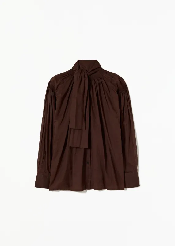 BROWN ORGANZA BLOUSE WITH SCARF made by Plan C