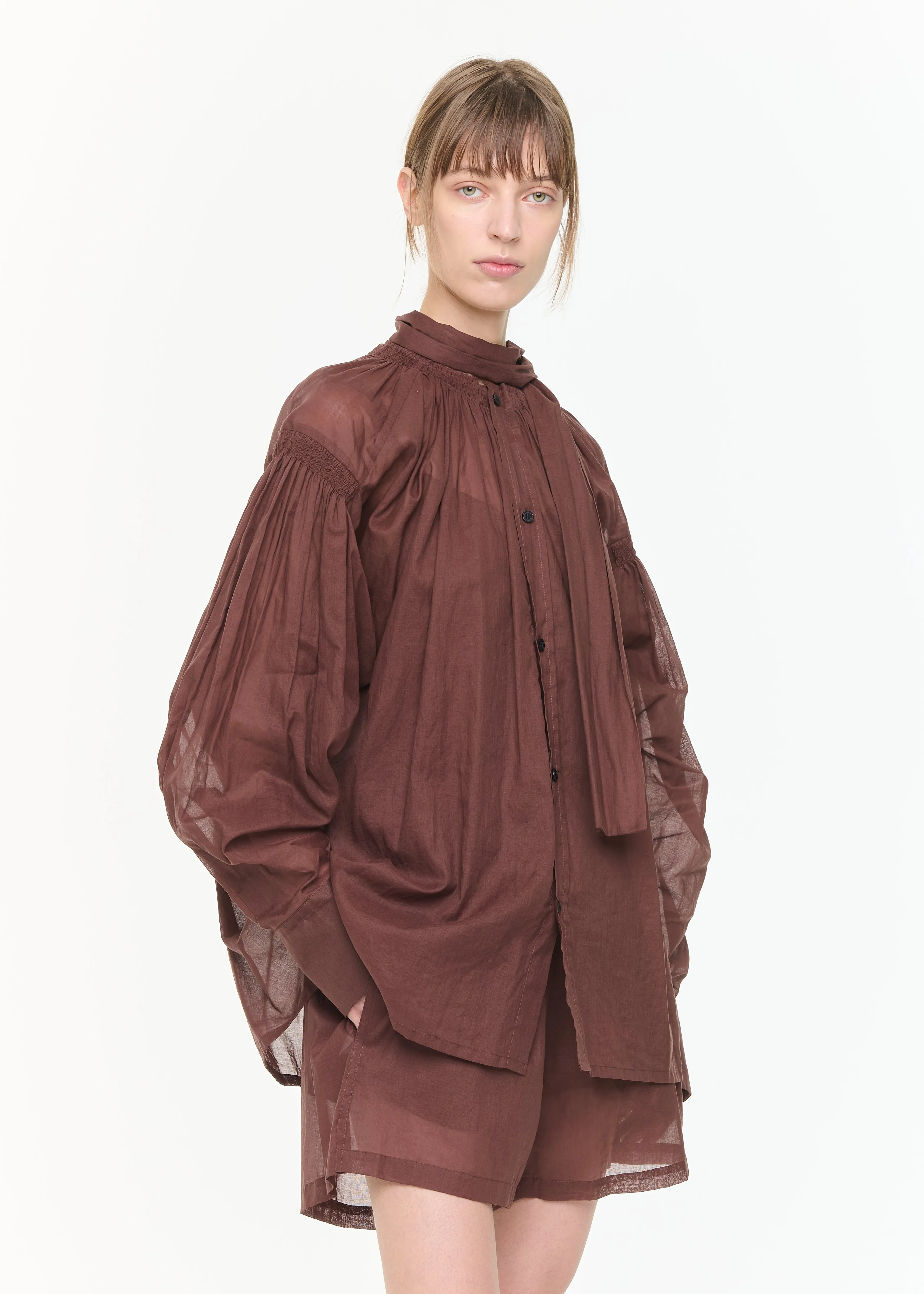 BROWN ORGANZA BLOUSE WITH SCARF sold by Plan C product image thumbnail 4