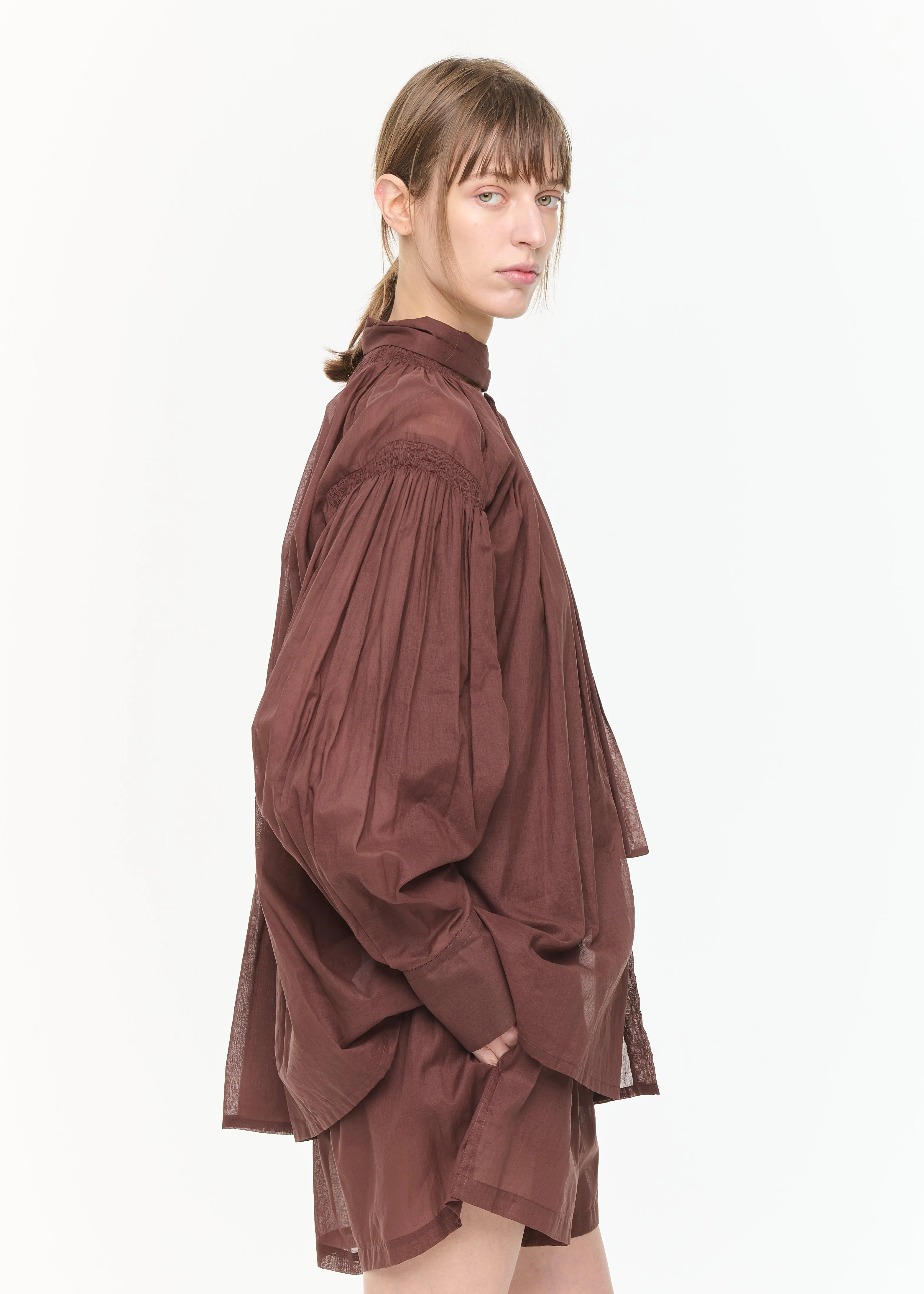 BROWN ORGANZA BLOUSE WITH SCARF sold by Plan C product image thumbnail 5